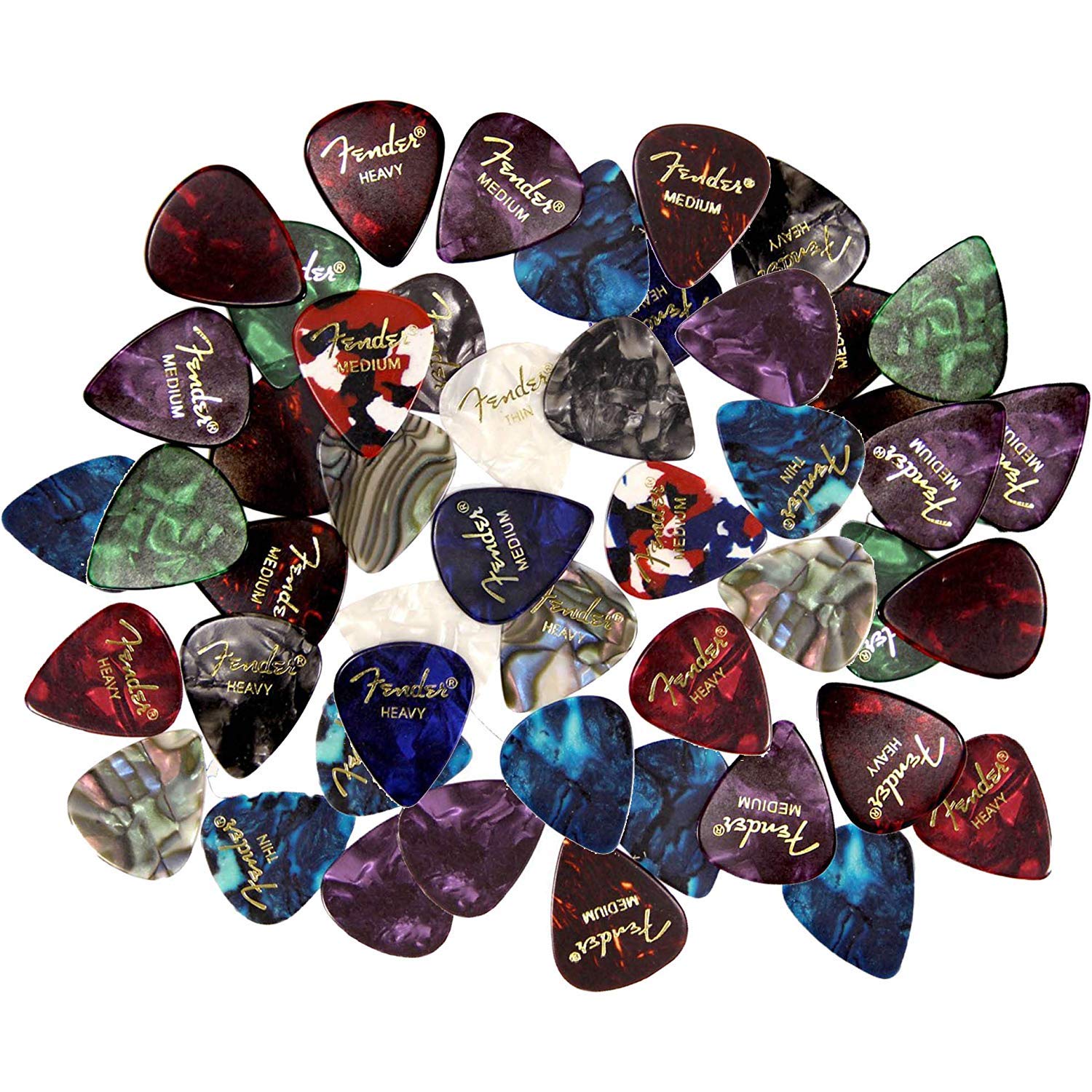 Fender Premium 48 Pack Picks Sampler   Includes Thin, Medium & Heavy Gauges (Austin Bazaar Exclusive)
