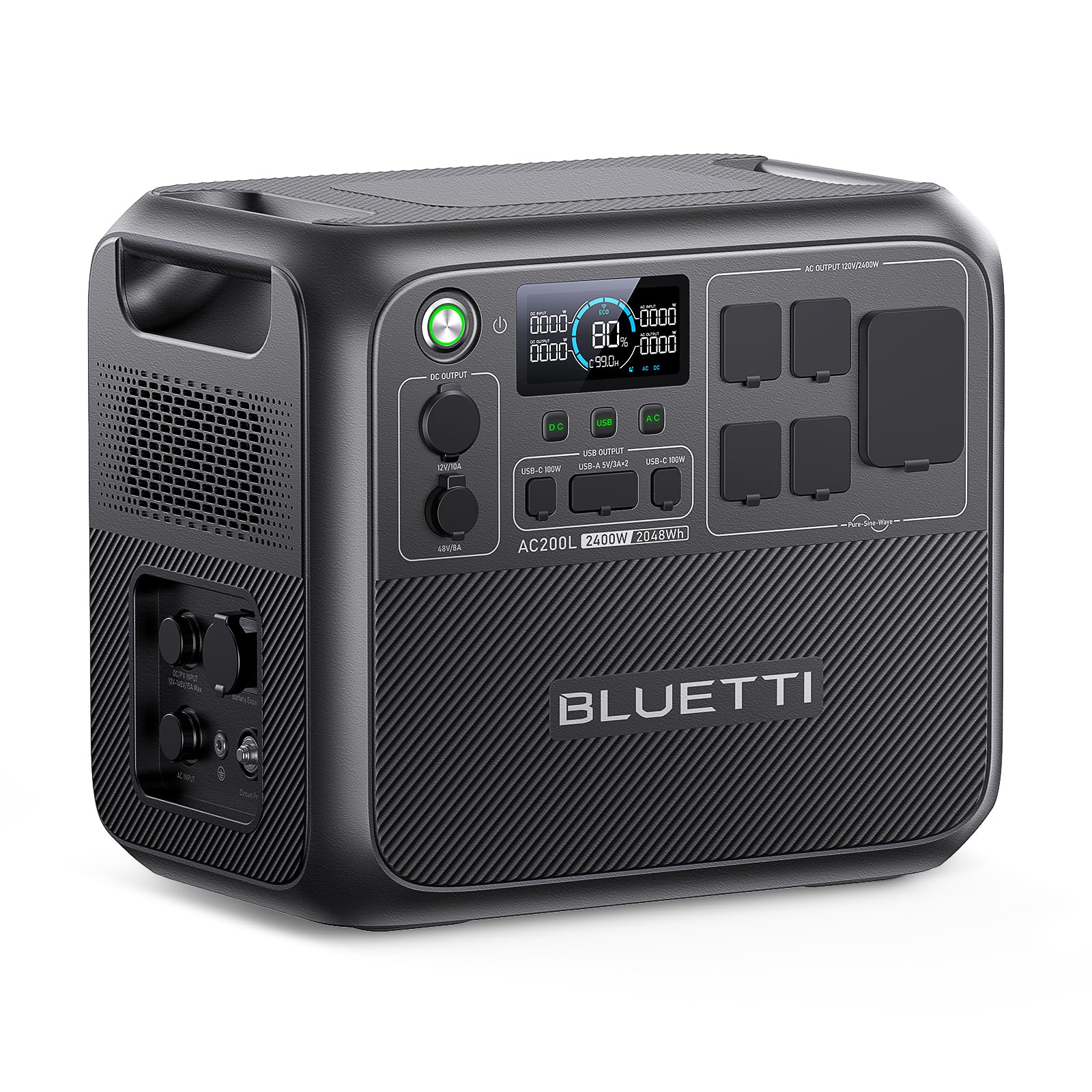BLUETTI AC200L Portable Power Station, 2048Wh LiFePO4 Battery Backup, Expandable to 8192Wh w/ 4 2400W AC Outlets (3600W Power Li