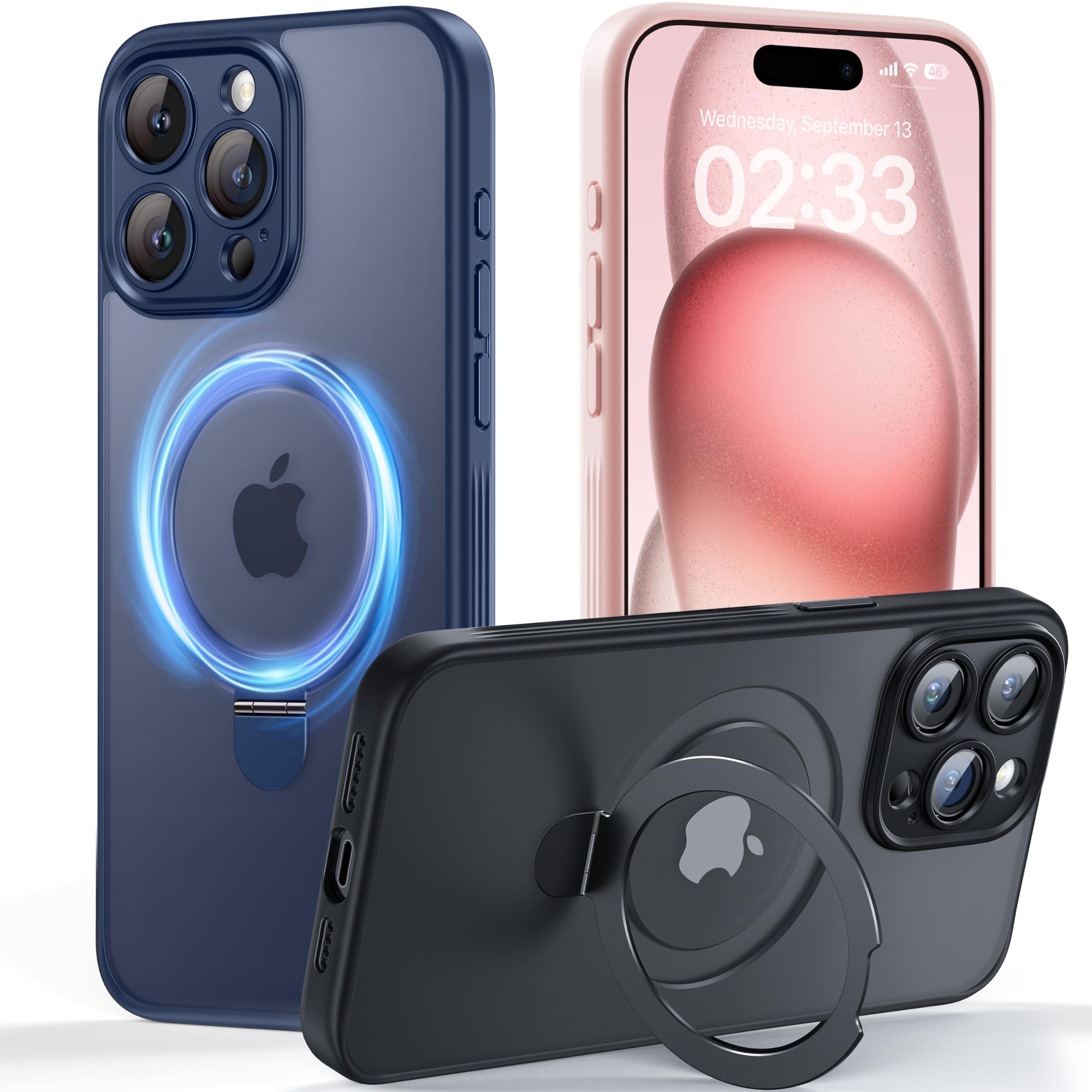 Jueshituo For Iphone 15 Pro Max Case With Magnetic Stand [Full Camera Protection] [Compatible With Magsafe] Mil Grade Shockproof