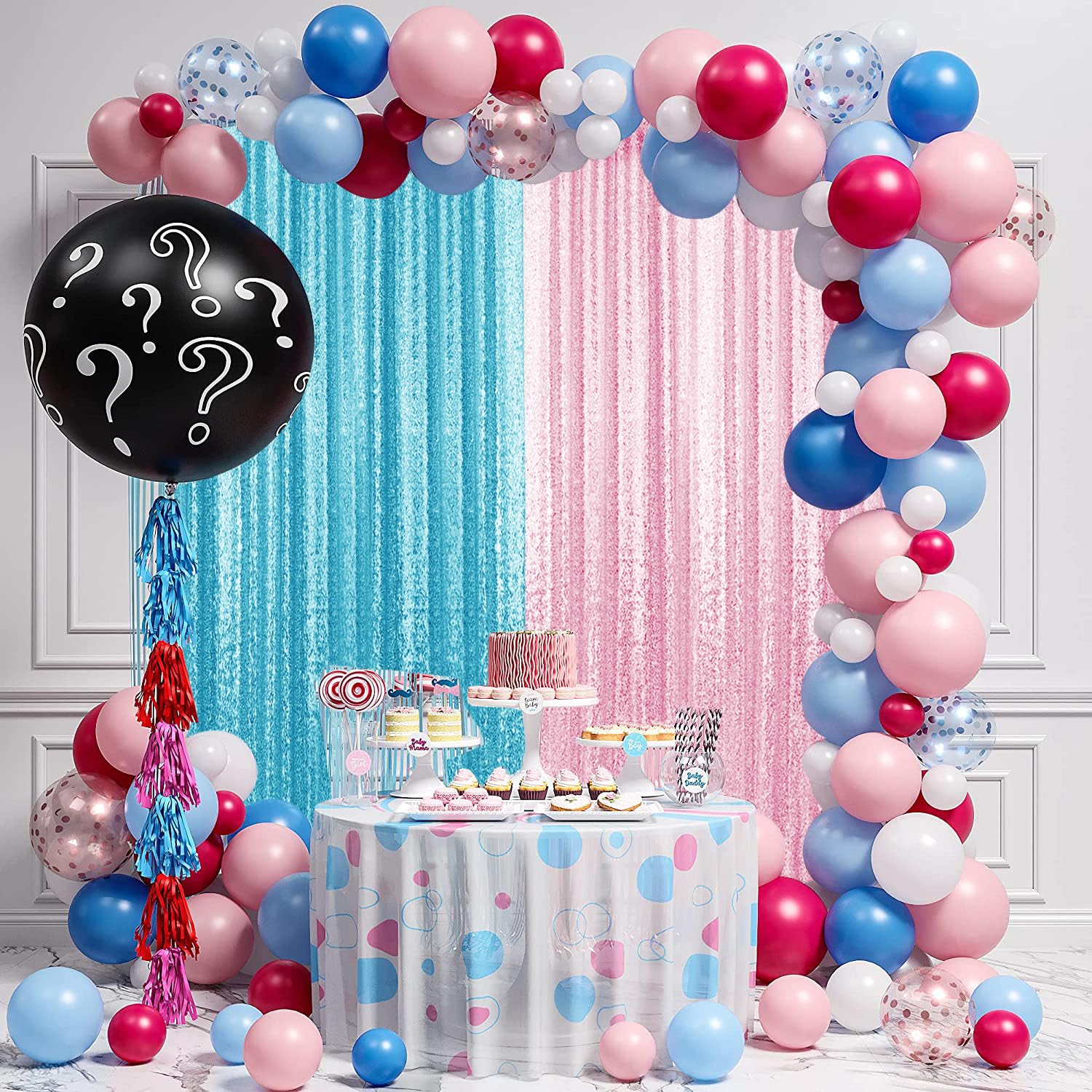 2  8Ft 4Pcs Pink Sequin Backdrop Curtains Panels, Photography Backdrop Glitter Curtains Fabric Background For Christmas Wedding