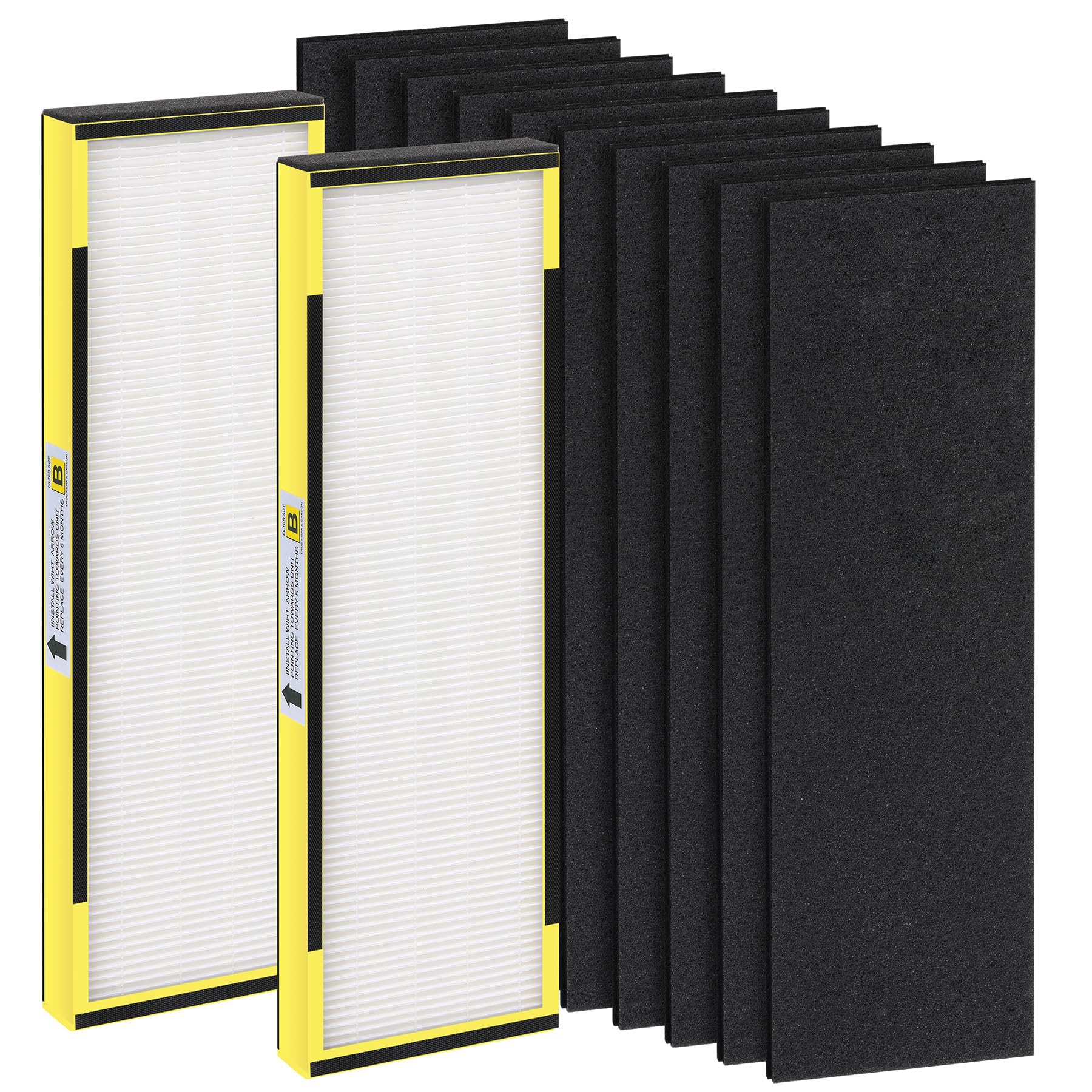 Tallais FLT4825 HEPA Filter B Replacement for Gm Guardian - 2 True HEPA + 10 Carbon Pre-Filters, Yellow, Model: tallais-4825