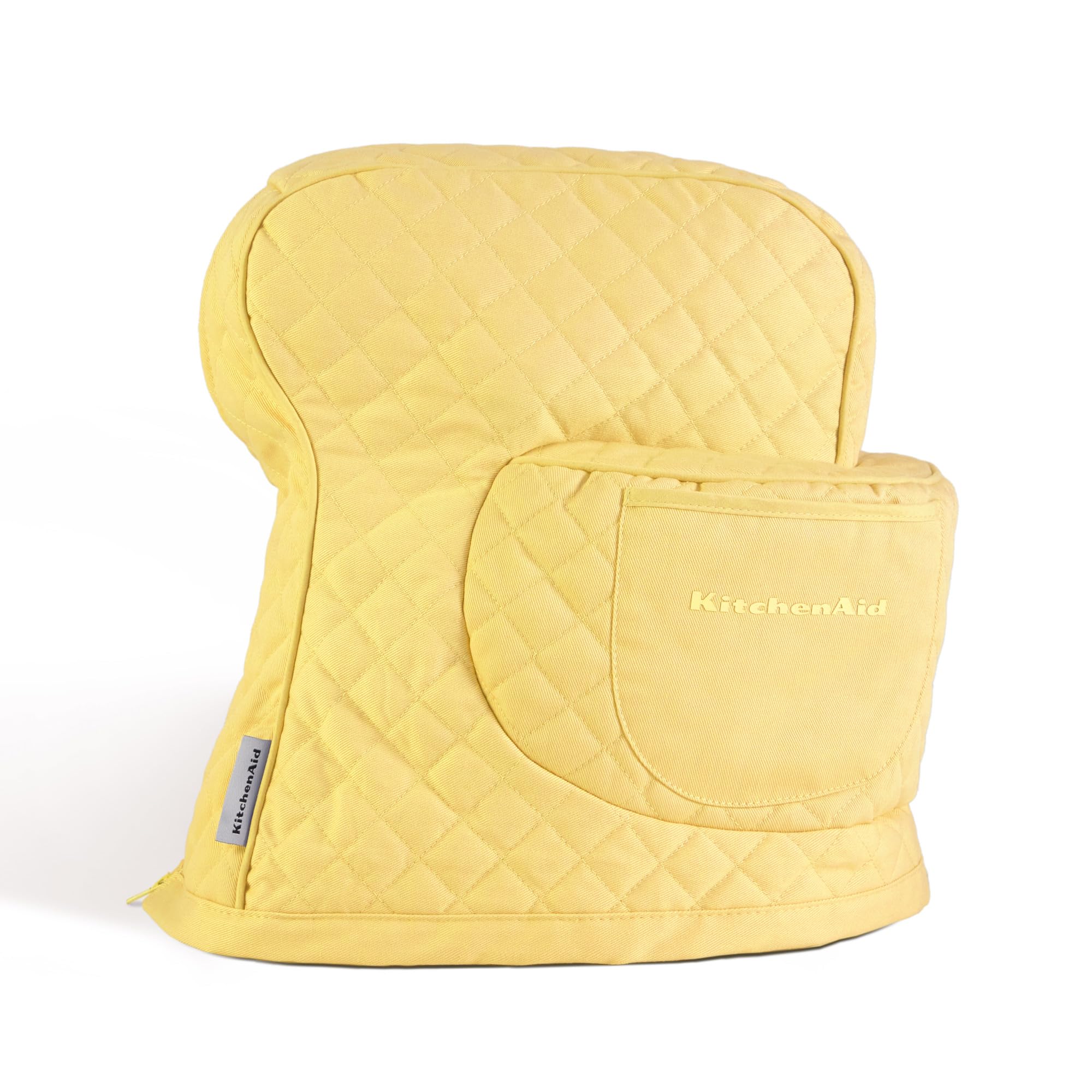 KITCHENAID Fitted Tilt-Head Stand Mixer Cover with Storage Pocket, Quilted 100% Cotton,14.4x18x10, Butter Yellow