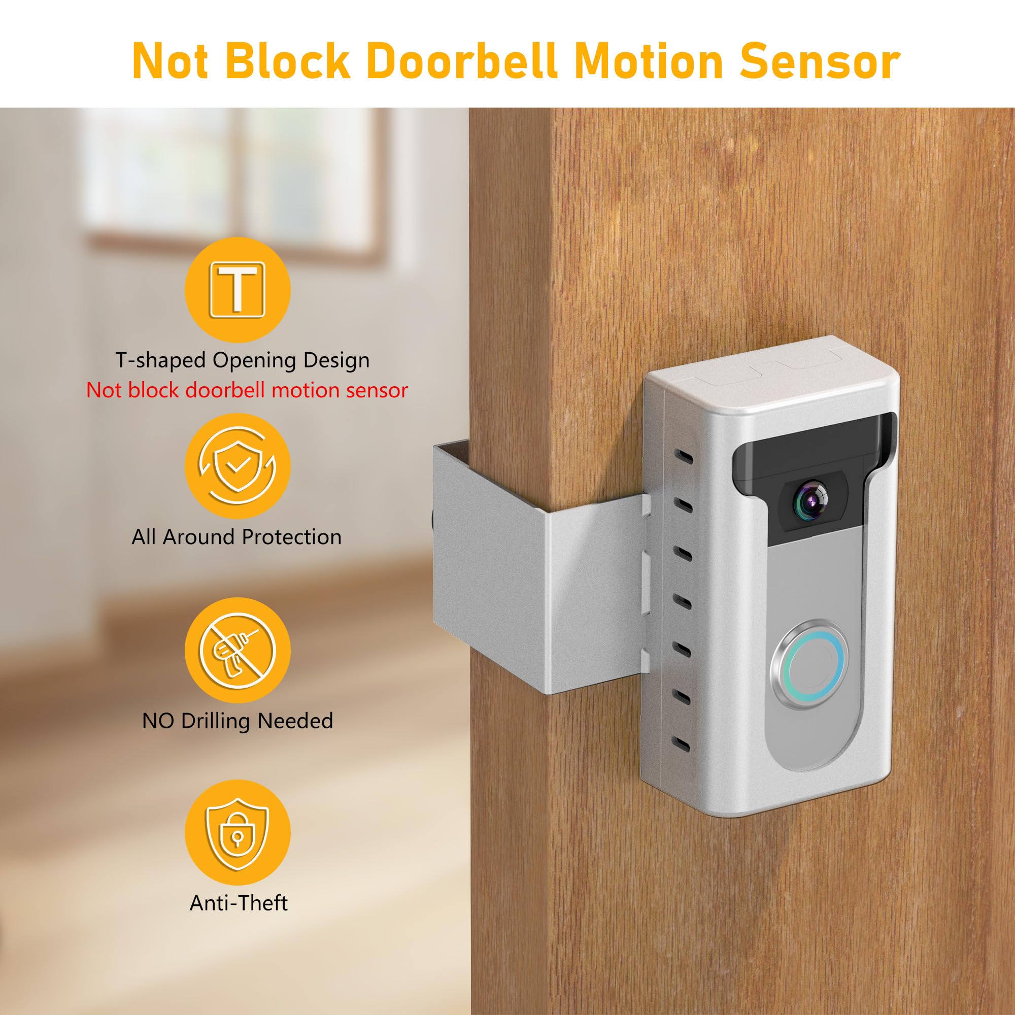 Qibox Anti Theft Doorbell Mount Compatible With Ring/Blink Wireless Video Doorbell, No Drill Camera Holder, Adjustable Mounting