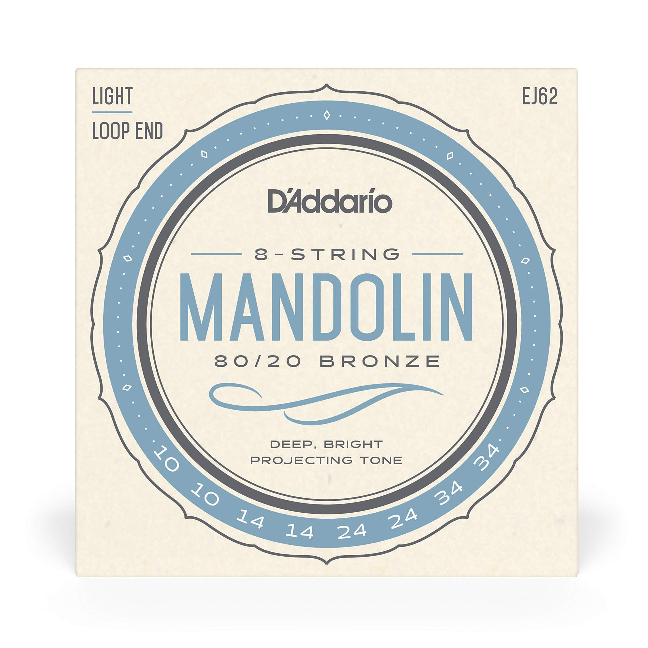 D'Addario Ej62 80/20 Bronze Mandolin Strings, Light, 10 34