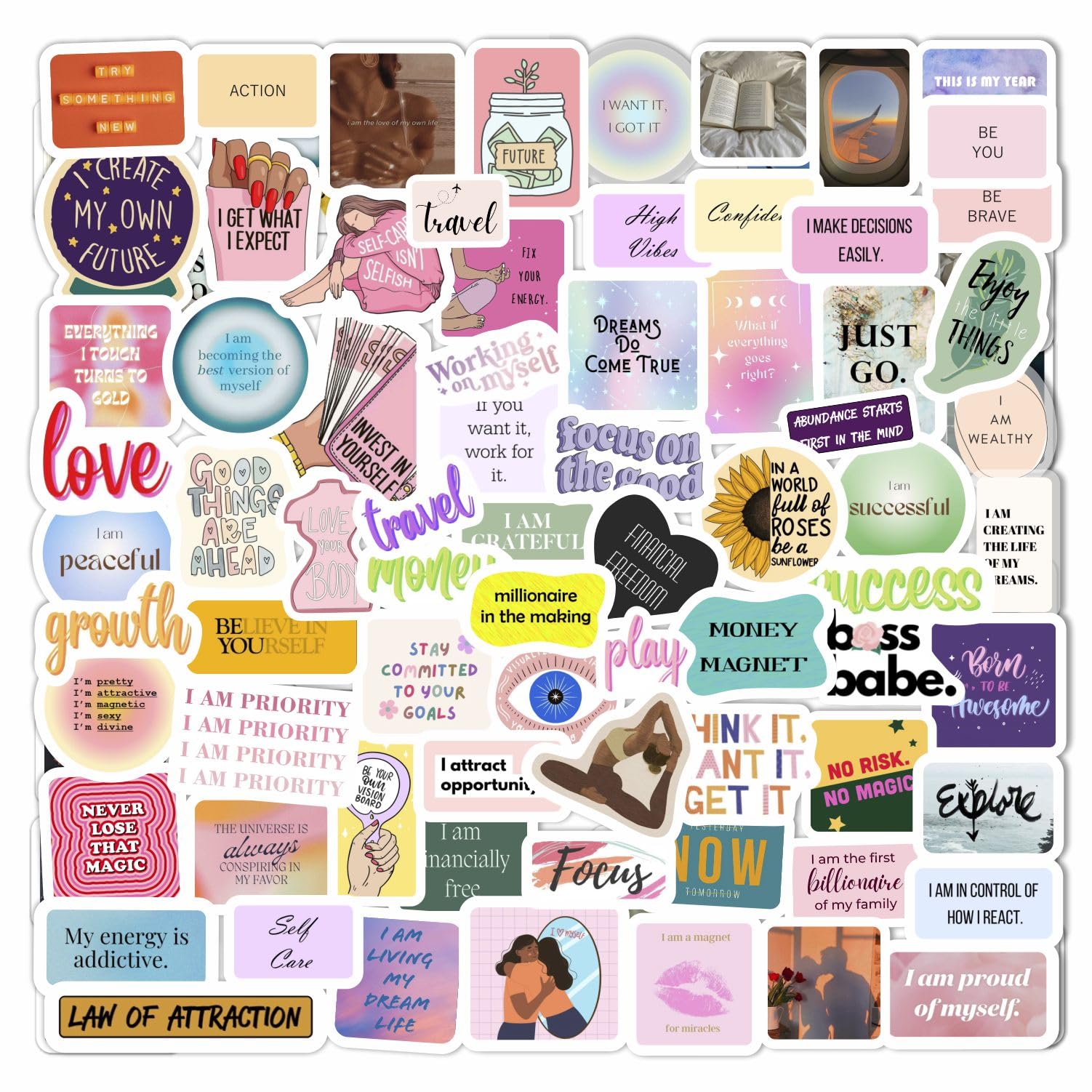 Positive Affirmations Stickers   Vision Board Stickers For Women, Vision Board Supplies Kit   Vision Board Pictures & Quotes For