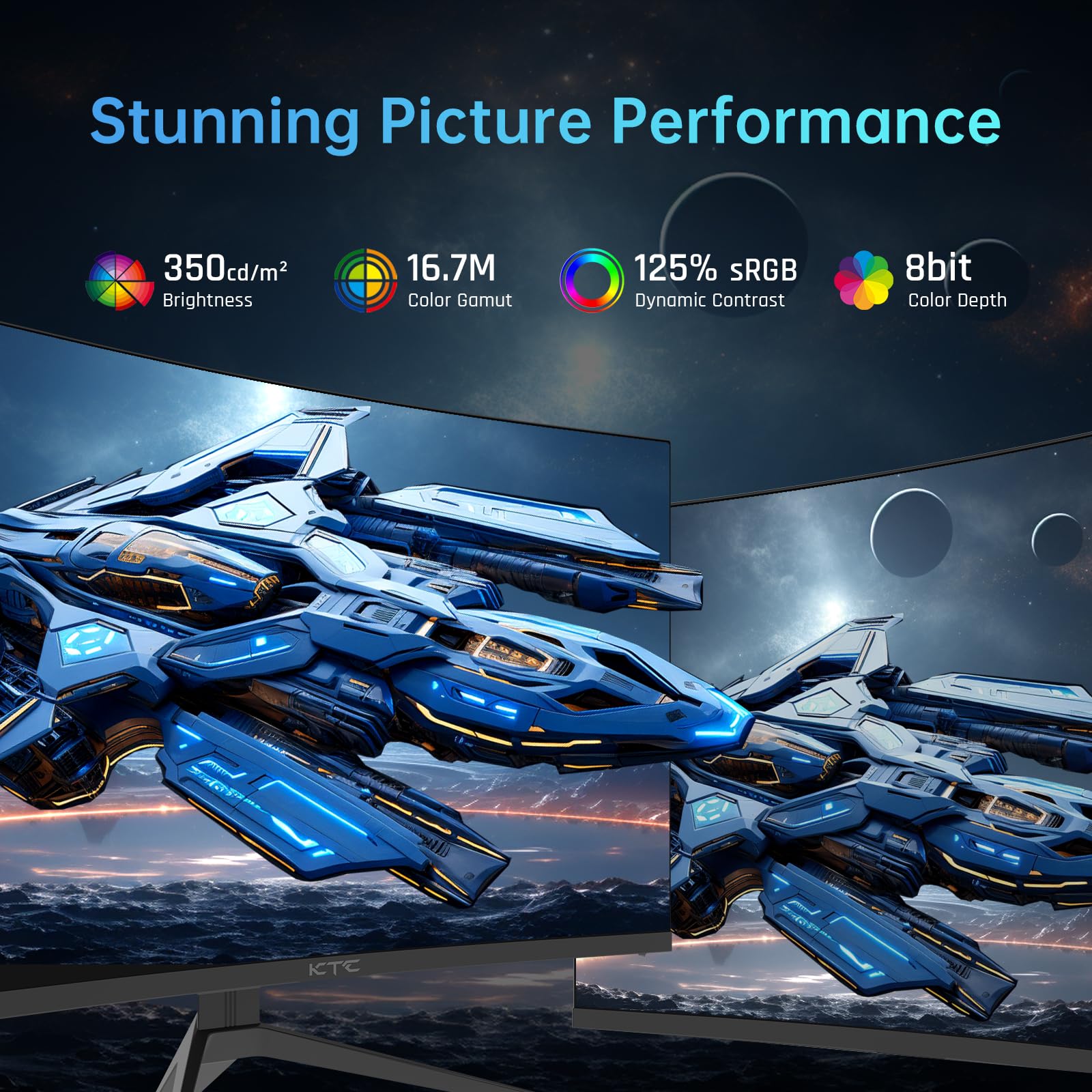 Ktc 32 Inch 240Hz Curved Gaming Monitor 1500R 1080P 125% Srgb 1Ms, Freesync/G Sync Hdr10,Hdmi/Dp/Usb Ports Vesa,Tilt Adjustable,