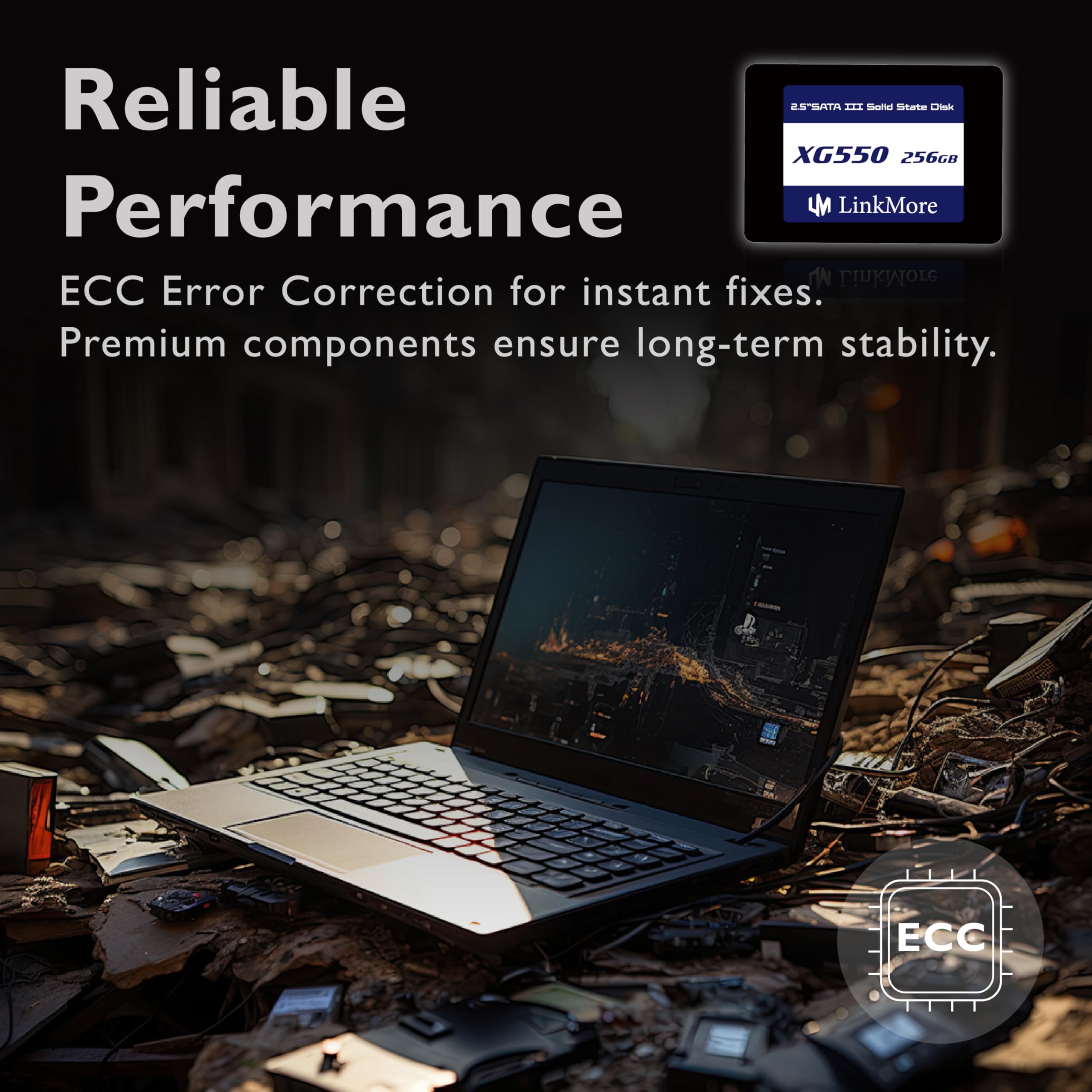 Linkmore Xg550 256Gb 2.5    Sata Iii (6Gb/S) Internal Ssd, Solid State Drive, Read Speed Up To 540Mb/S, 2.5 Inch For Laptop And