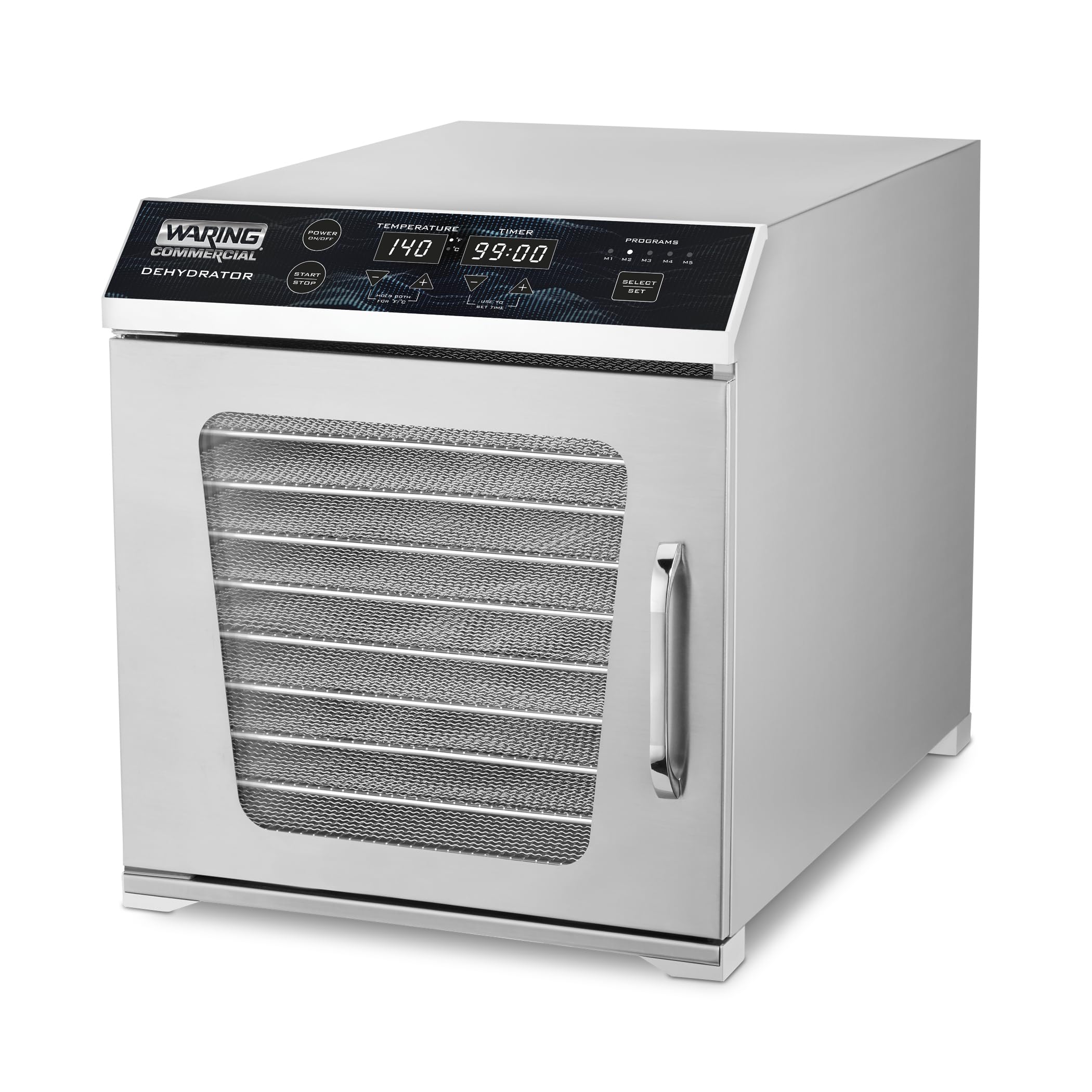 Waring Commercial Food Dehydrator, 10-Tray, Includes 15 x 13.5 Mesh Racks, 14 Sq. Ft. Total, Digital LED Display with Capacitive
