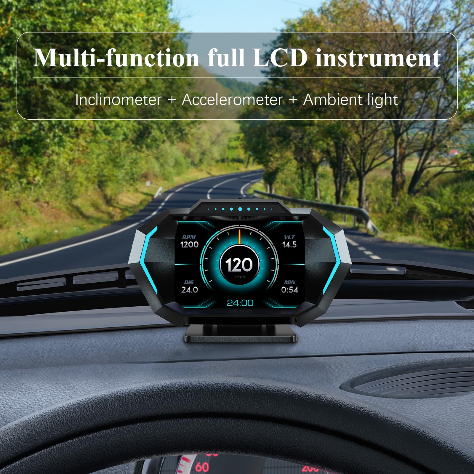 Wiiyii Obd2 Gauge Display, Head Up Display For Car, Digital Speedometer, Tachometer, Water Temperature Gauge, Multi Data Smart G