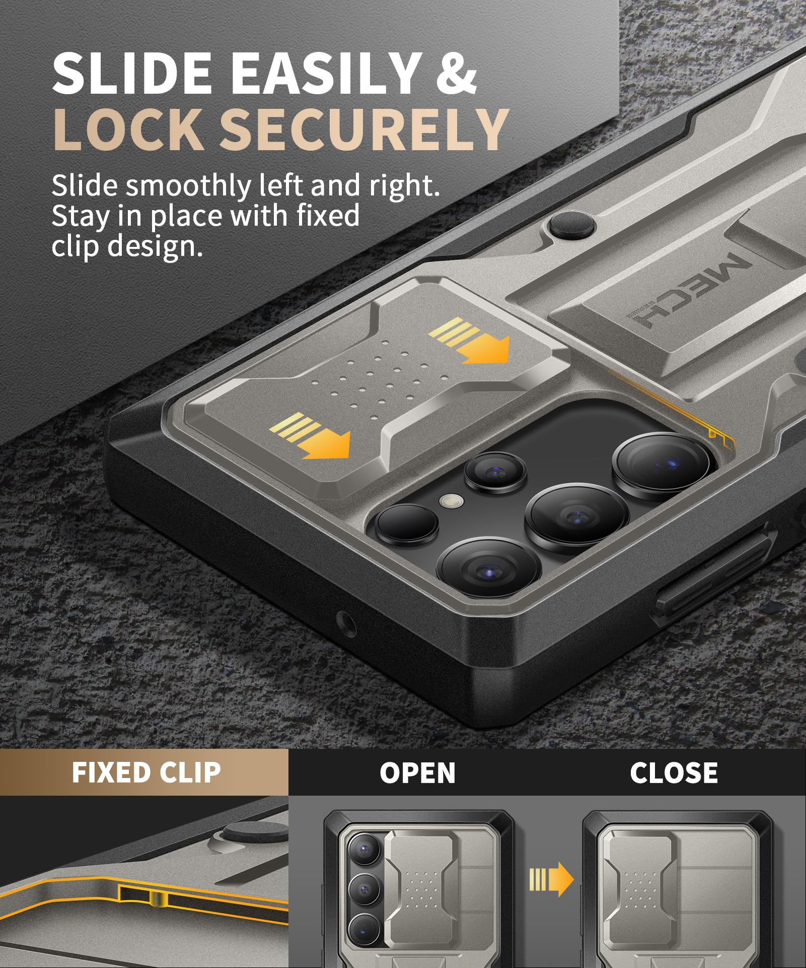 Tongate For Samsung Galaxy S23 Ultra Case, [Bulit In Slide Camera Cover & Screen Protector] [2 Front Frame] Military Shockproof