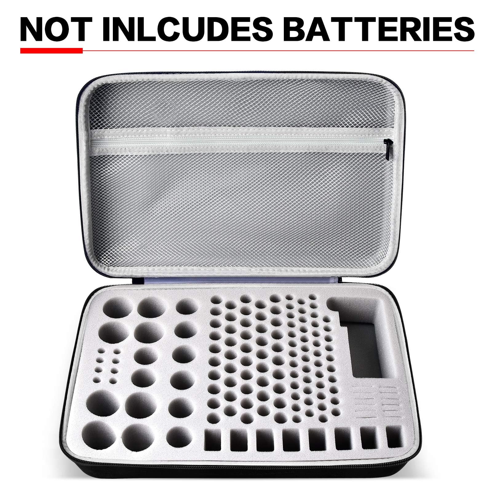 Battery Organizer Storage Case Holder With Tester Bt 168, Batteries Variety Pack Bag, Holds 140+ Aa, Aaa, C, D, 9V, Lithium 3V B