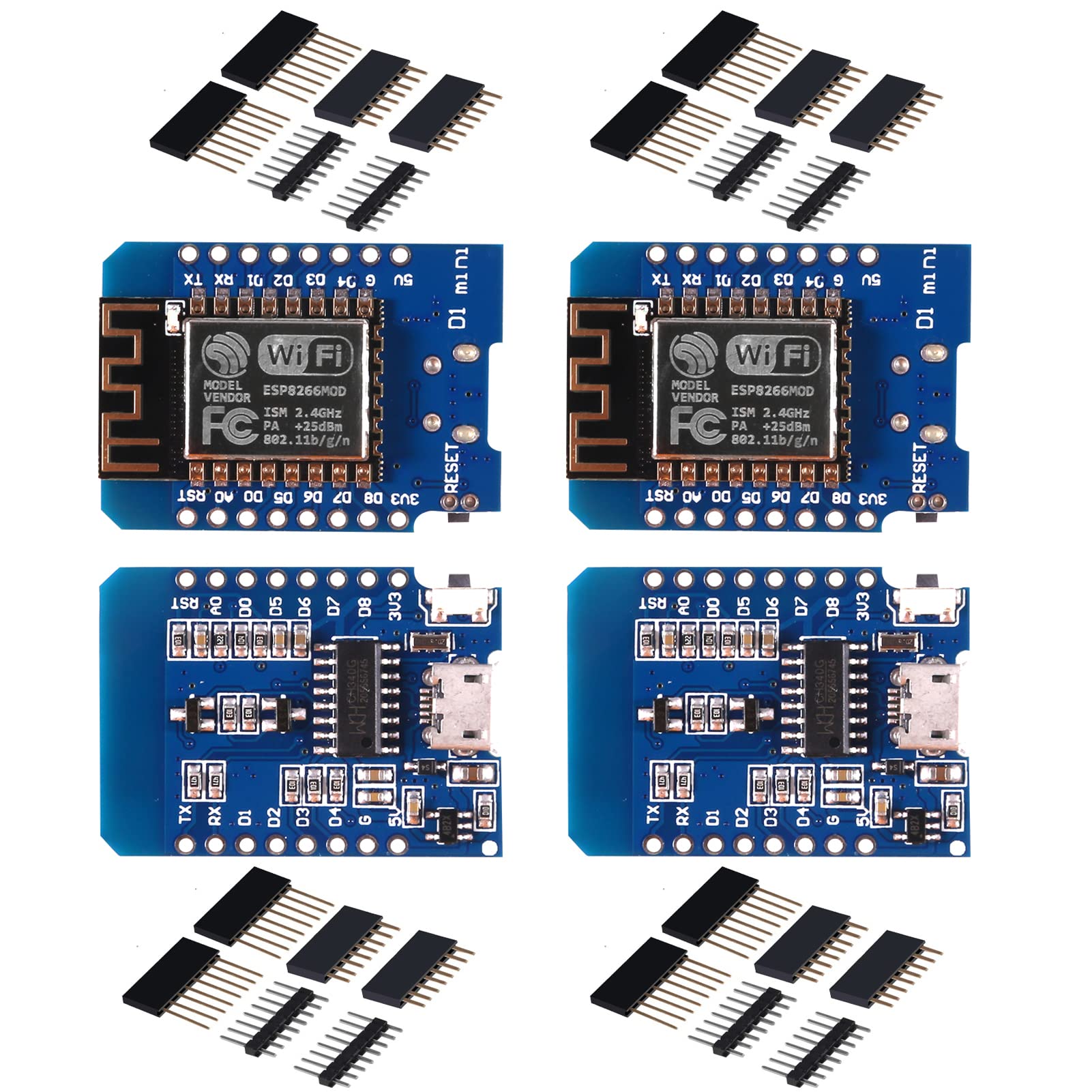 Qccan 4Pcs Esp8266 Esp 12 Esp 12F Nodemcu Mini D1 Module Wemos Lua 4M Bytes Wlan Wifi Internet Development Board Base On Esp8266