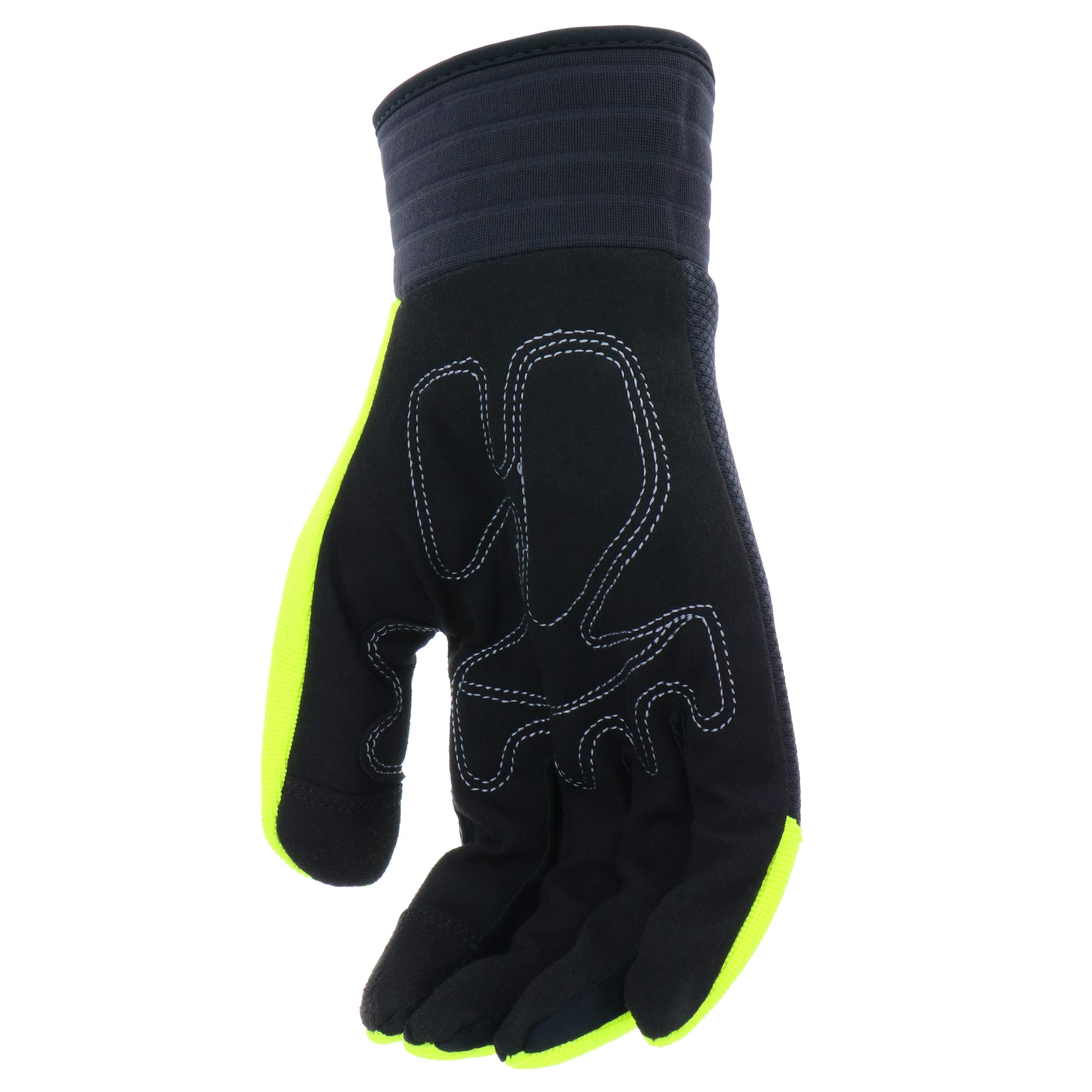 Cat CAT012224 Hi-Vis Work Gloves - Green, X-Large, Synthetic Palm Gloves w/Touchscreen Fingertips, Adjustable Strap, Padded Palm