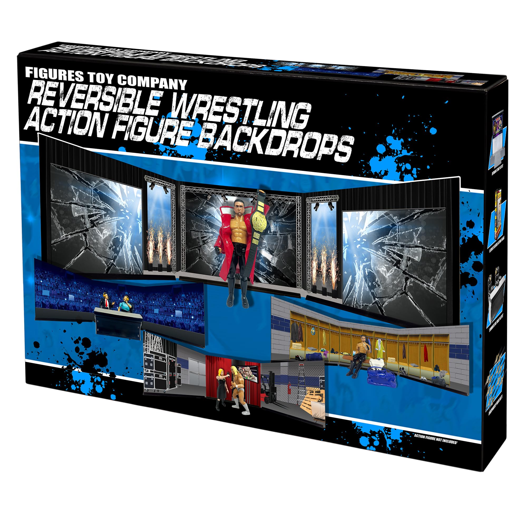 Reversible Wrestling Action Figure Backdrop Dioramas For Wwe & Aew Wrestling Action Figures