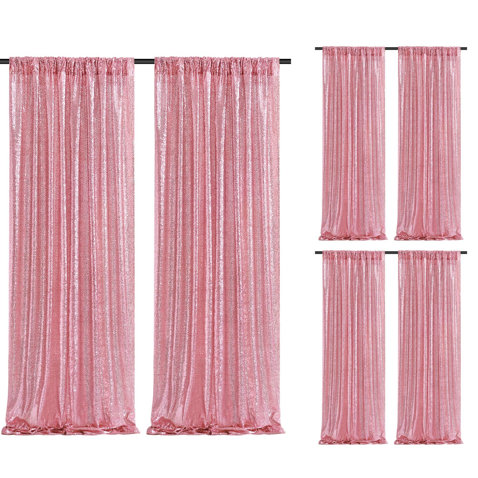 Blush Pink Sequin Backdrop 6 Panels 2Ftx8Ft Glitter Backdrop Curtains Birthday Party Decoration Photography Backgrounds Fabric B