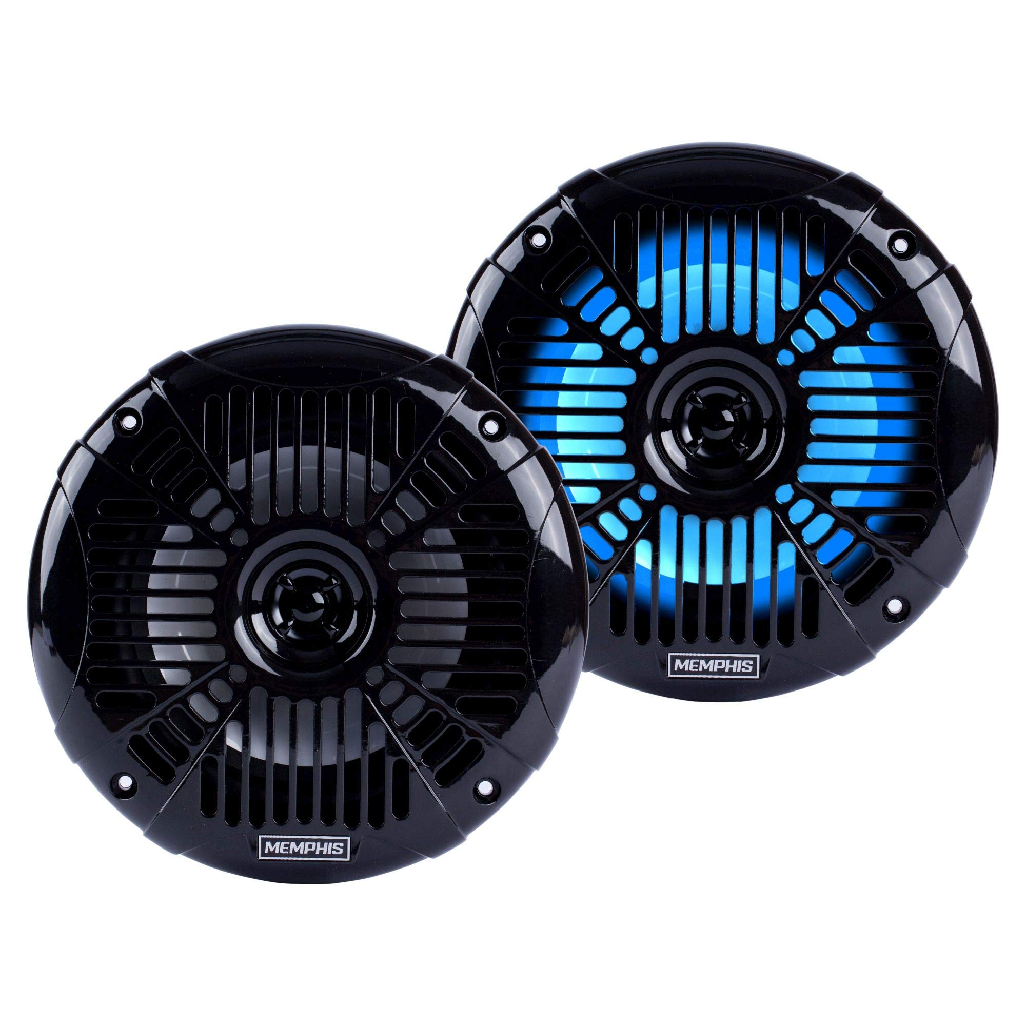 Memphis MXA602SLB MXA OEM Fit 6.5 Marine Grade Coaxial Speakers, Black with Blue LED - Pair