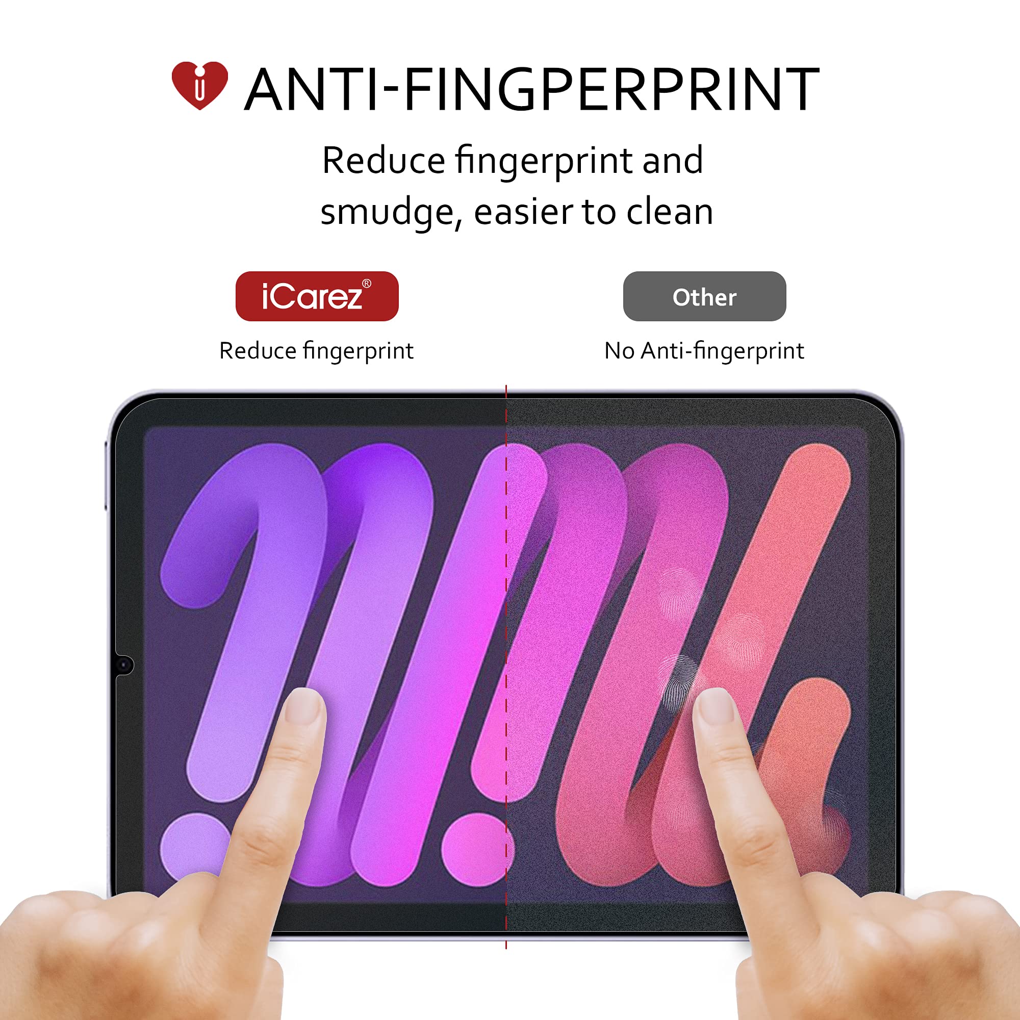 Icarez Anti Glare Matte Screen Protector For Ipad Mini 6 2021 8.3 Inch Paper Feeling Reduce Fingerprint Bubble Free With Hinge I