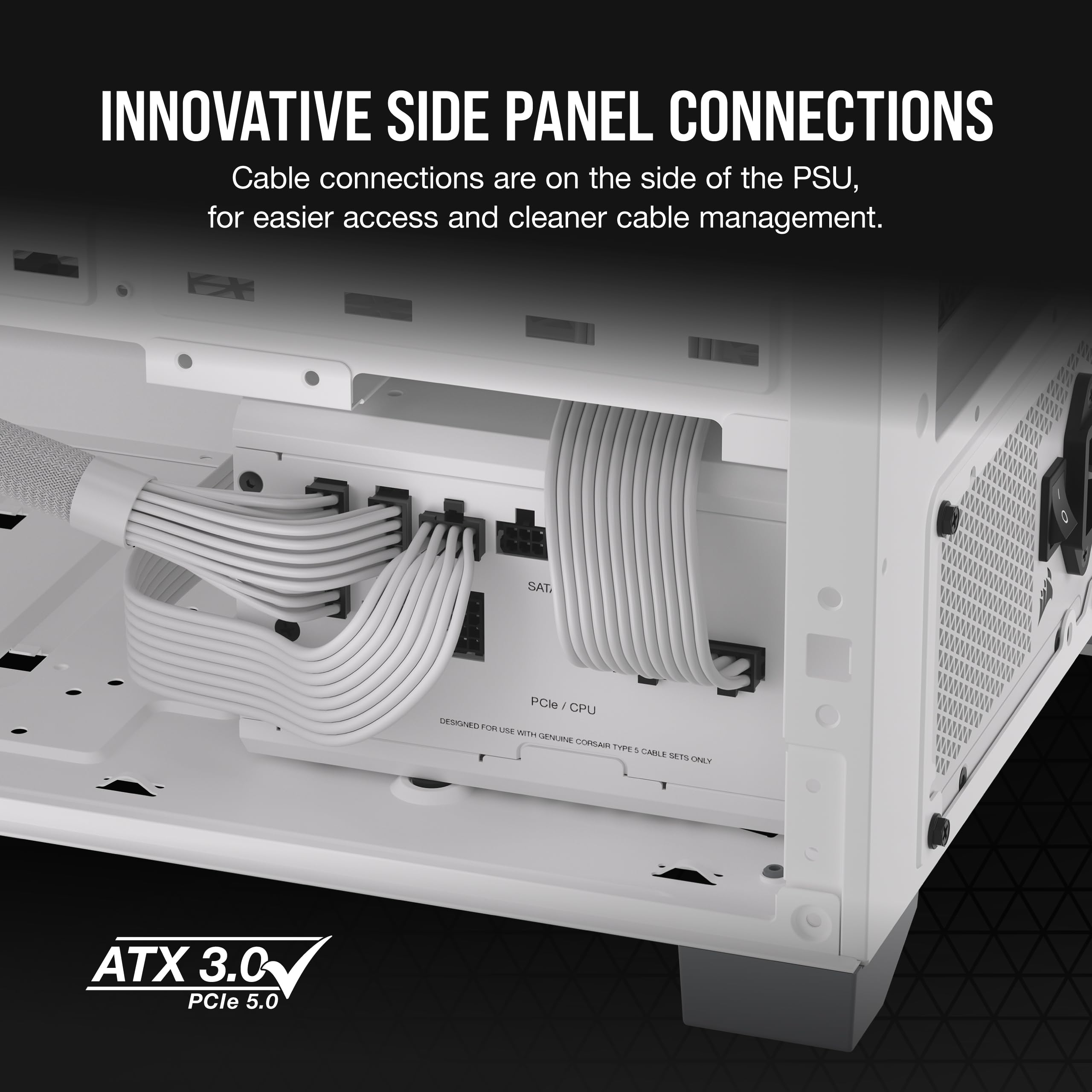 Corsair Rm750X Shift Fully Modular Atx Power Supply - 80 Plus Gold - Atx 3.0 - Pcie 5.0 - Zero Rpm - Modular Side Interface - Wh
