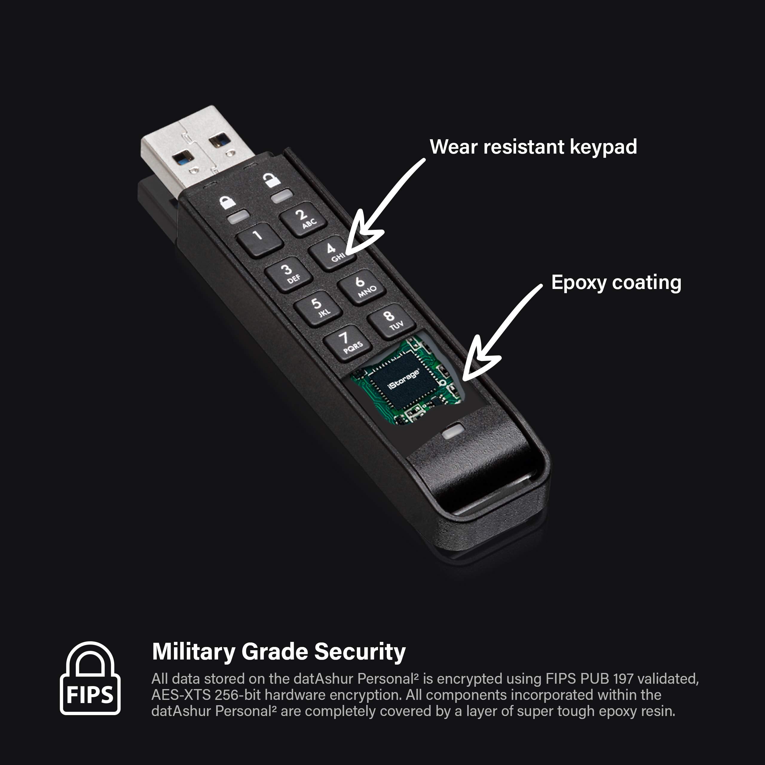 Istorage Datashur Personal2 32 Gb | Secure Flash Drive | Password Protected | Portable | Military Grade Hardware Encryption