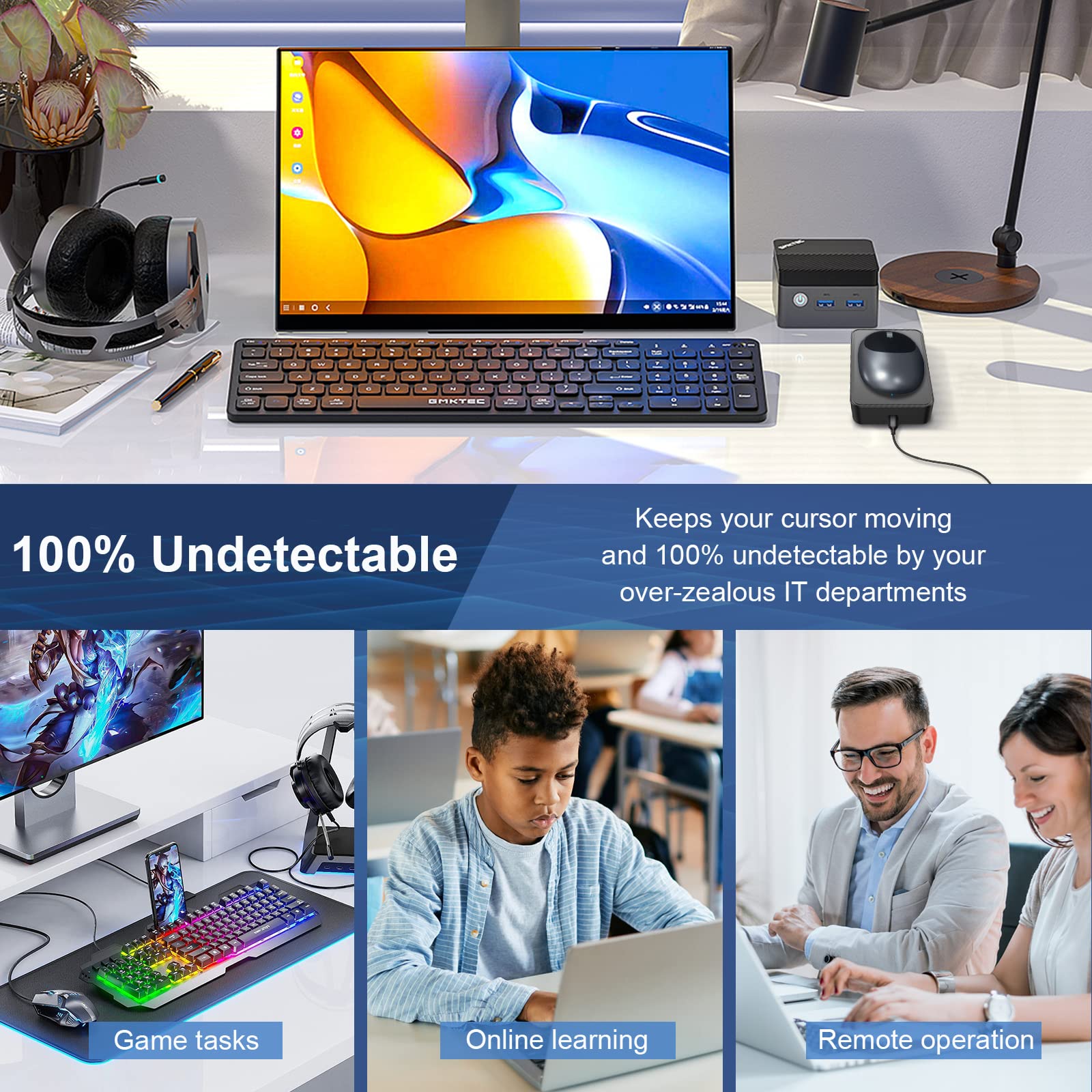 Undetectable Mouse Jiggler, Automatic Mouse Mover With Power Adapter & On/Off Switch, Mouse Wiggler Mouse Shaker For Computer La