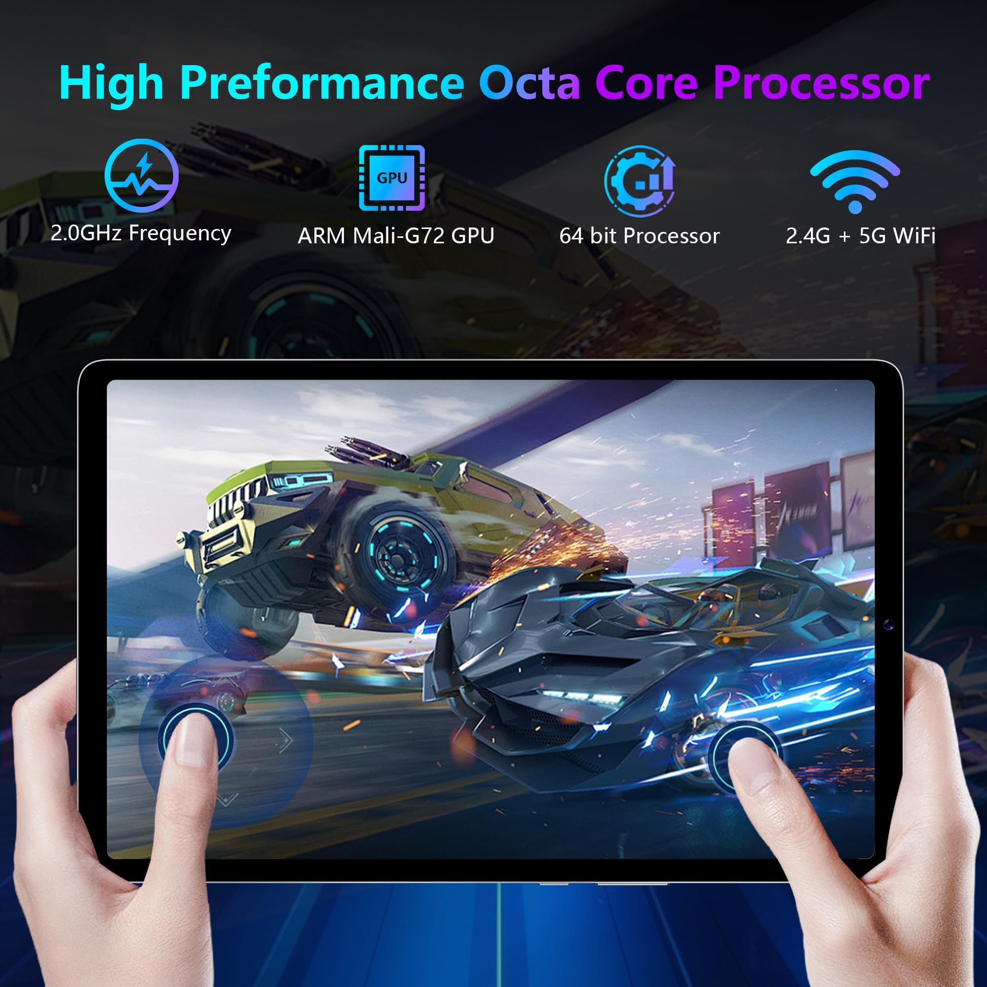 Haovm 10-Inch Android Tablets,1920X1200 Ips Full Hd Display, Mtk Octa-Core Processor, 64Gb Storage, 1Tb Expandable,6000Mah Batte