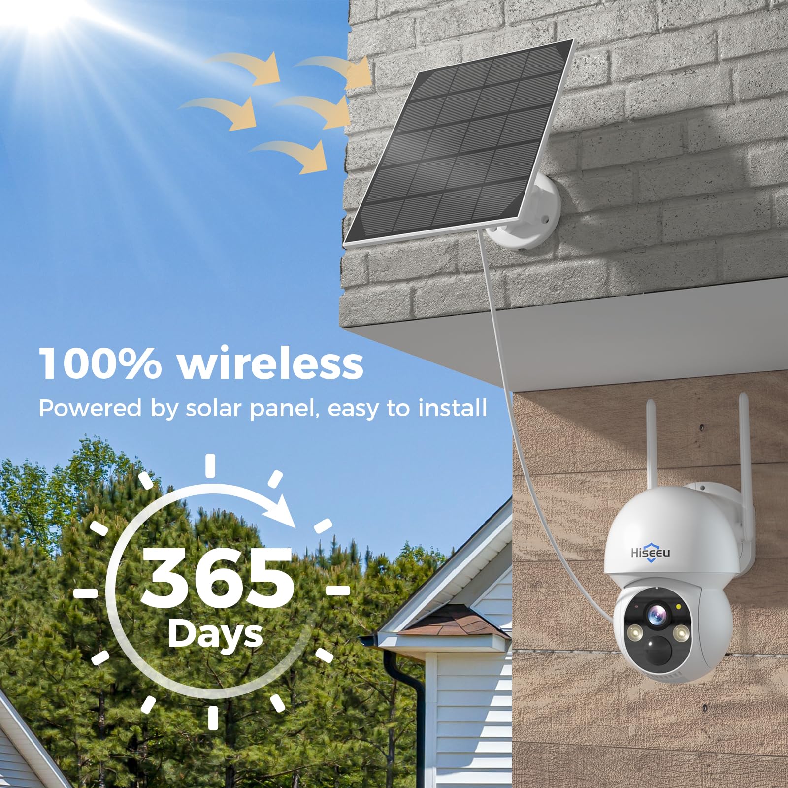 Hiseeu Solar Powered Wireless Security Camera System Outdoor, 10Ch 4K Nvr, Ai Human Detection, 2 Way Audio, 4Mp Security Solar Battery Cameras With Color Night Vision, Ip66 Waterproof, 1Tb Hdd