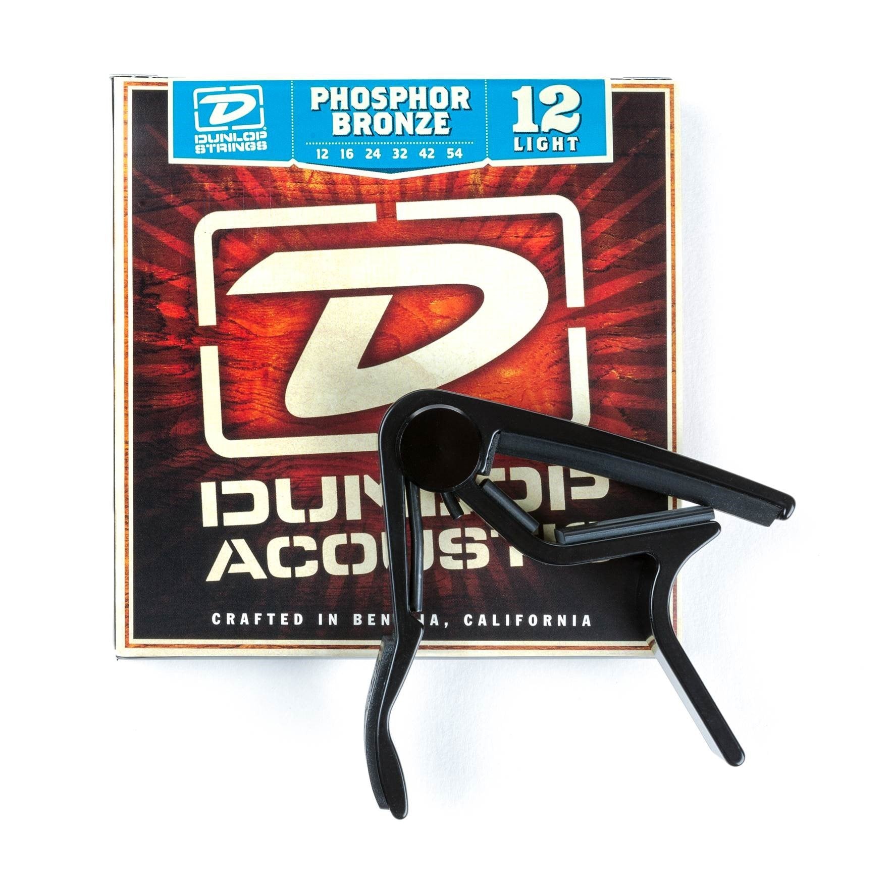Dunlop 83Cba12 Acoustic Trigger Capo & Phosphor Bronze Strings Combo Pack