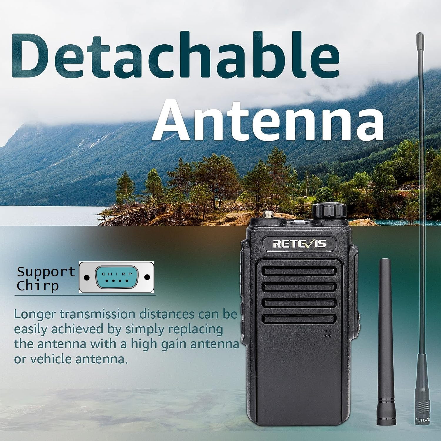 Retevis Rt47V Murs Radios, 2 Way Radios With Shoulder Mic, Ip67 Waterproof Walkie Talkies, Rechargeable, For Boating, Fishing,Su