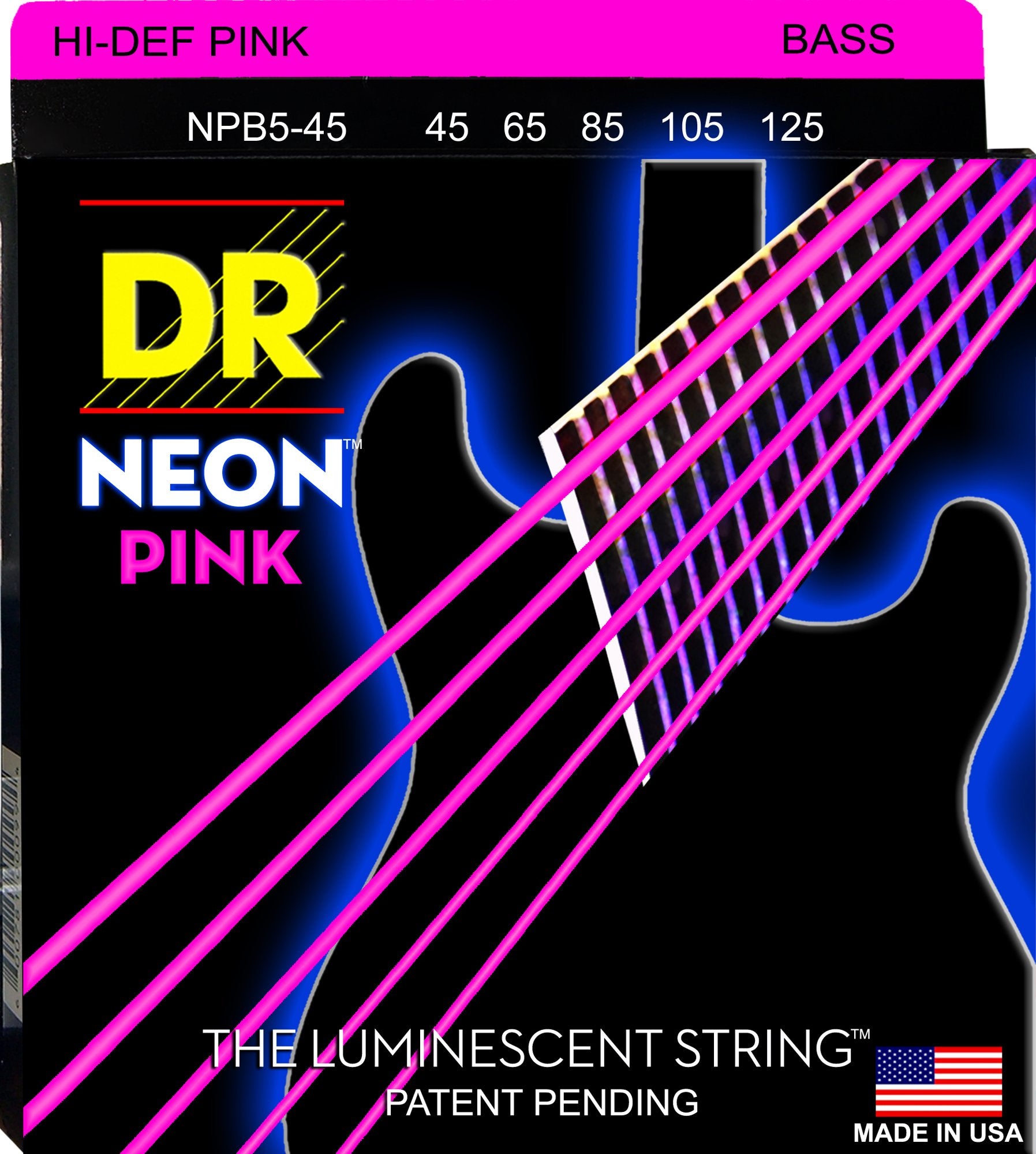 Dr Strings Hi Def Neon Bass Guitar Strings (Npb5 45)