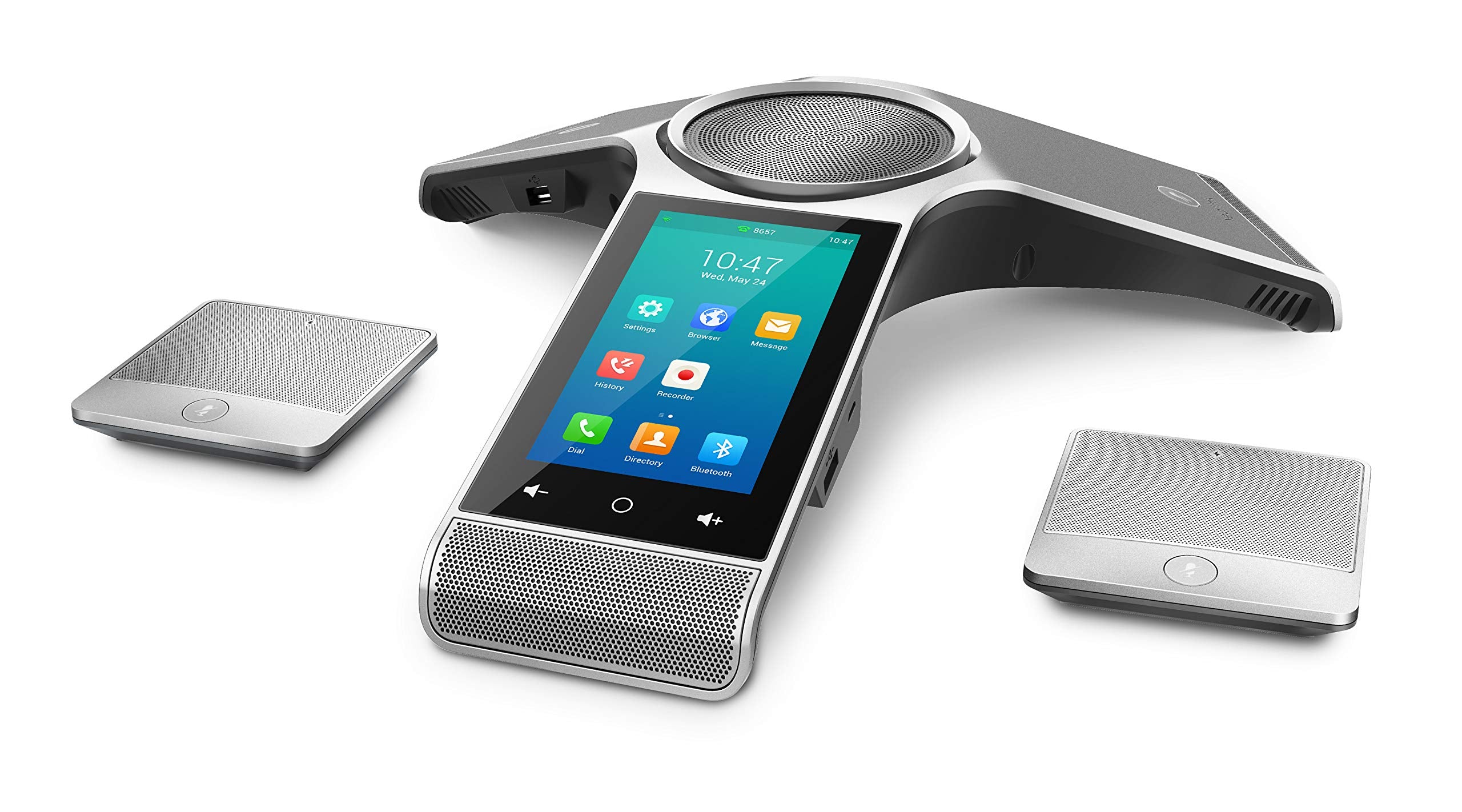 Yealink CP960-WirelessMic Conference IP Phone, 2 Wireless Expansion Microphones. 5-Inch Color Touch Screen. 802.11ac Wi-Fi, 802.