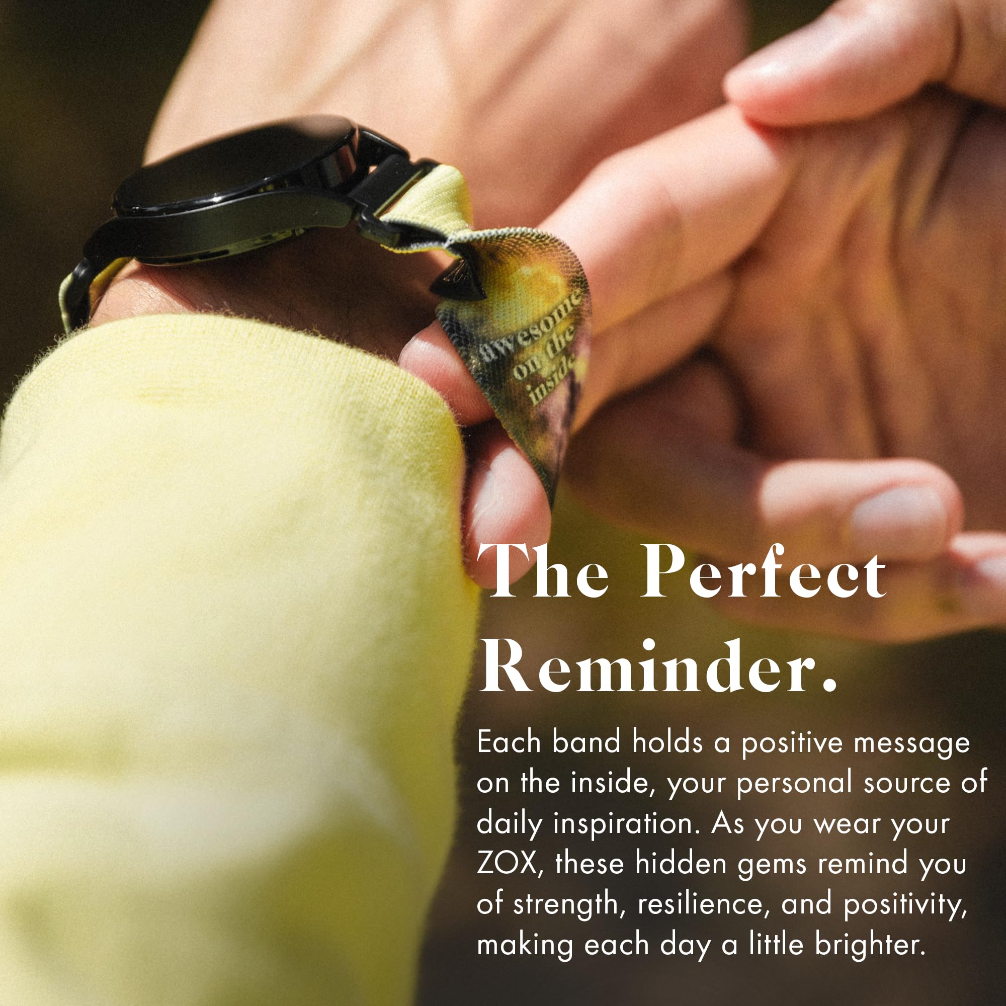 Zox Android Smart Watch Band - Lemon Lime | Soft, Adjustable Elastic Band With Motivational Affirmations And Beautiful Artwork -