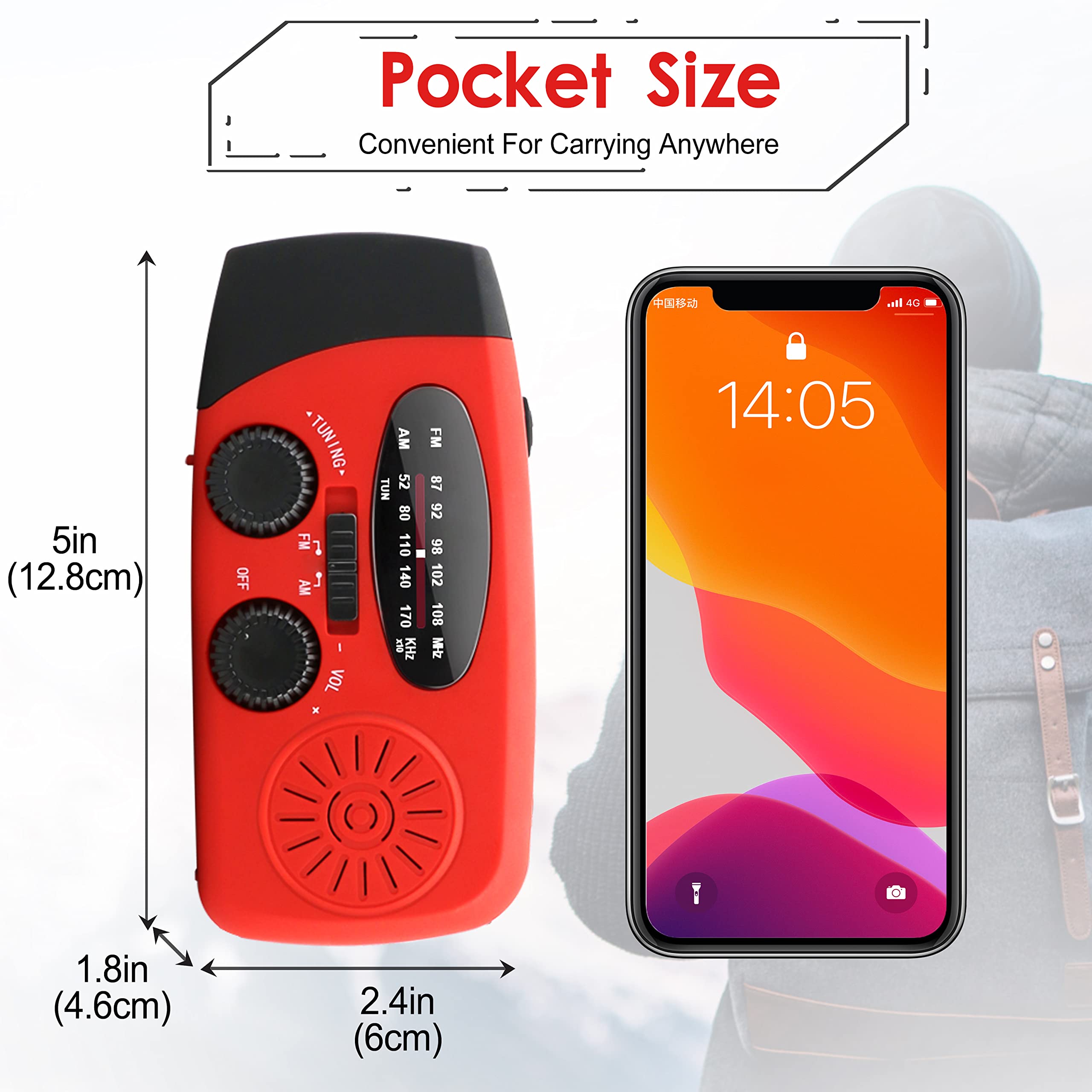 Emergency Hand Crank Radio With Led Flashlight For Emergency, Am/Fm Noaa Portable Weather Radio With 2000Mah Power Bank Phone Ch