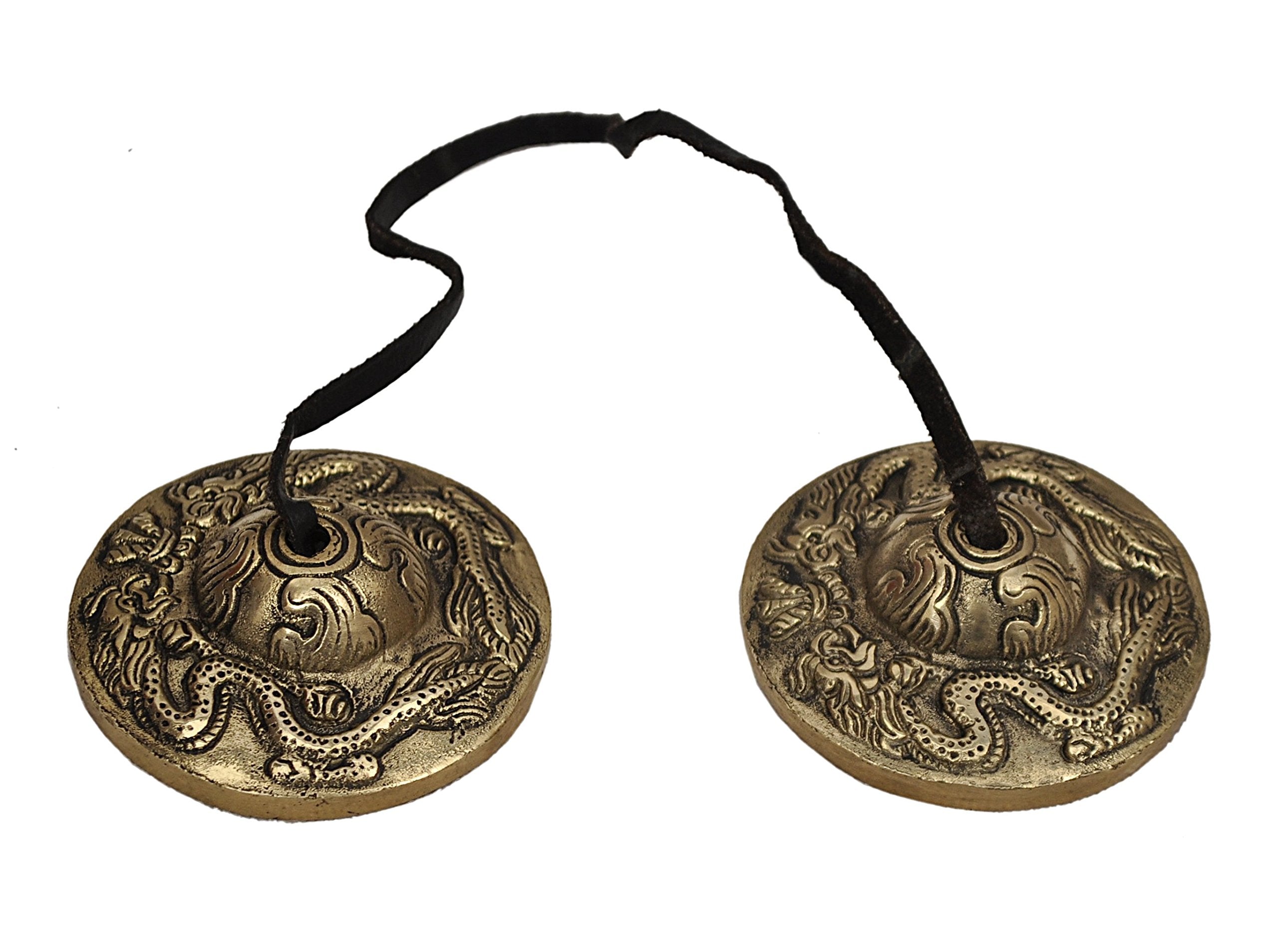 Dharma Store   Tibetan Yoga Meditation Cymbals Bell   Dragon Embossed