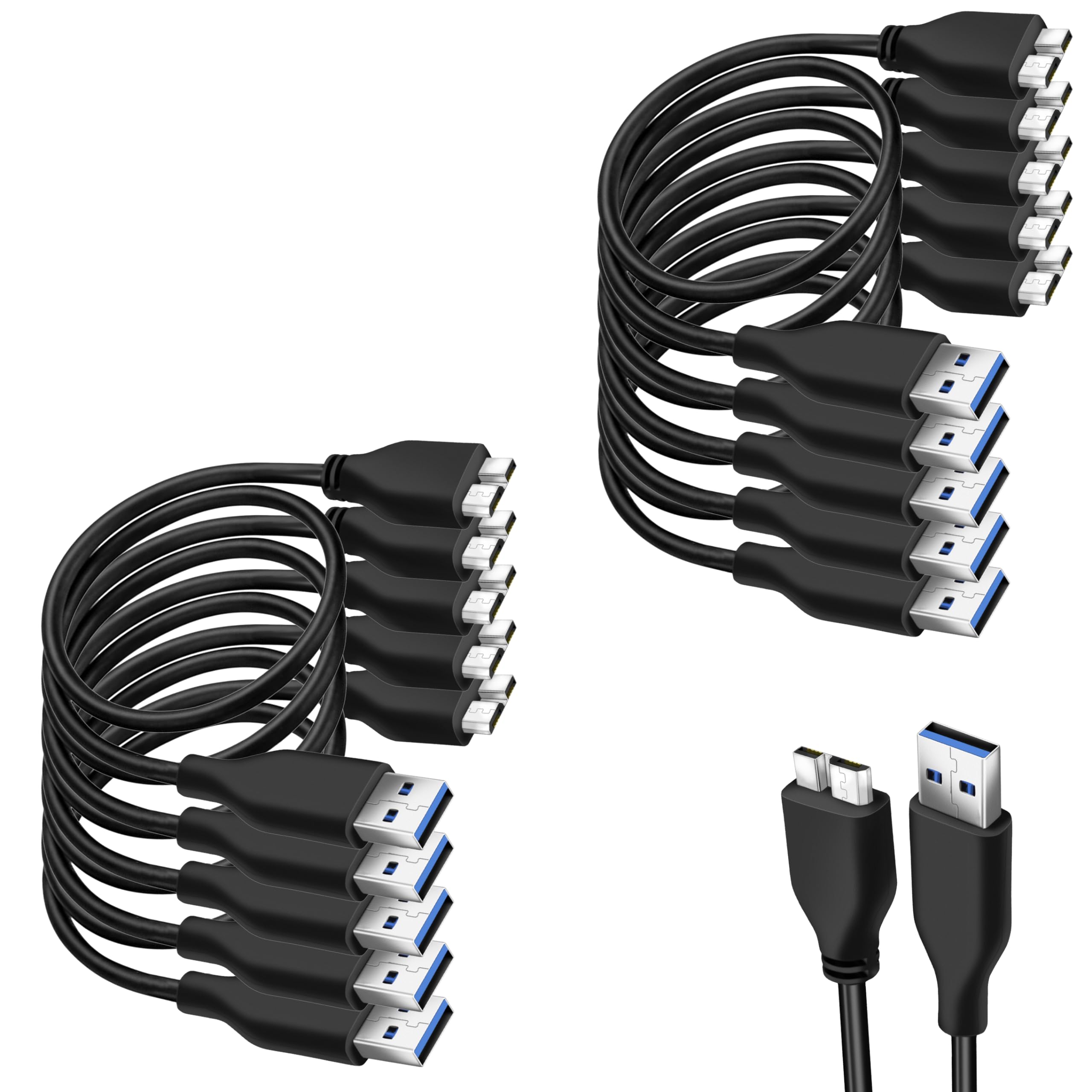 Saitech It 45Cm Usb 3.0 Cable A To Micro B High Speed Upto 4.8 Gbps Data Transfer Cable For Portable External Hard Drive   Black