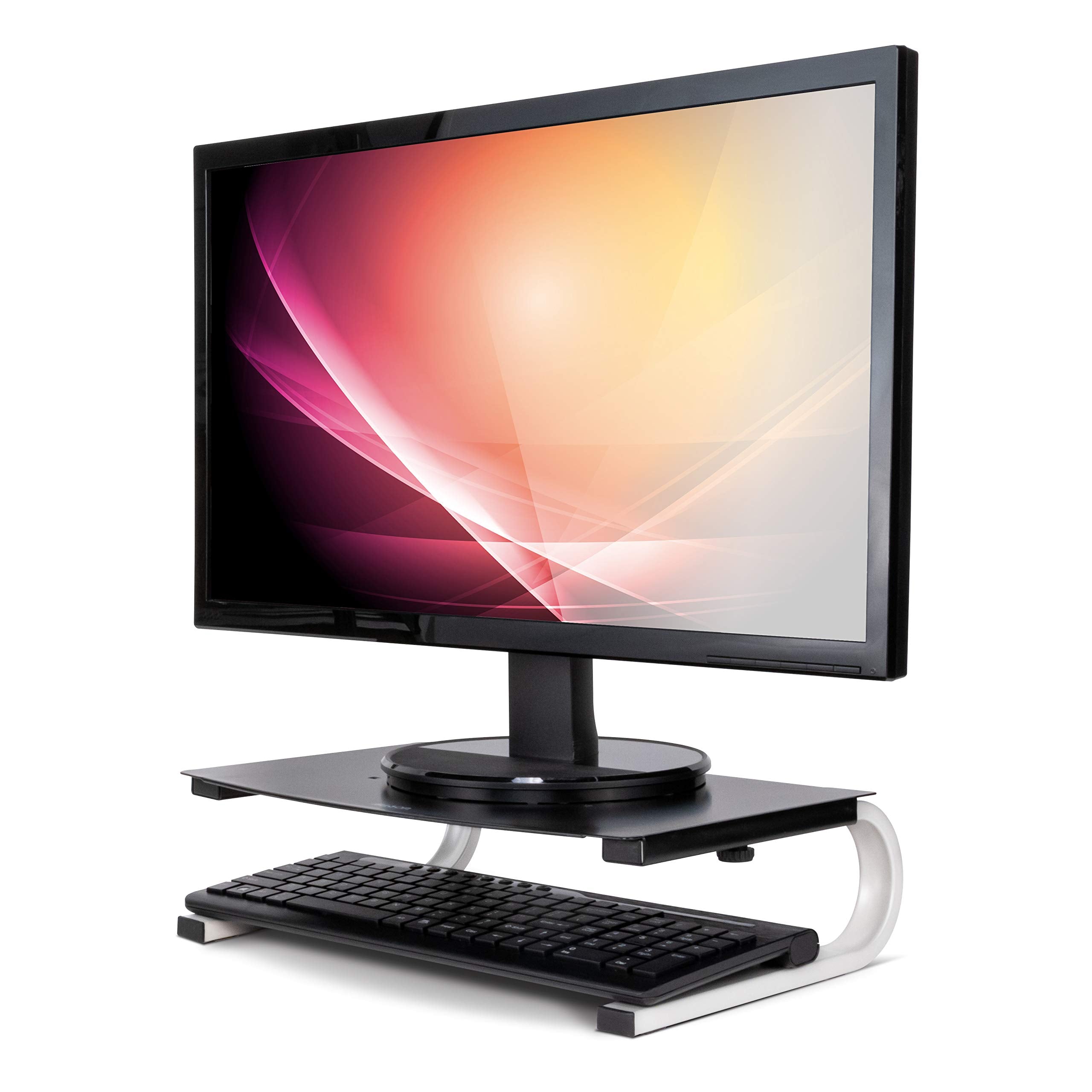 Allsop Redmond Monitor Stand, holds 40 lbs with keyboard storage space   Black (29248)