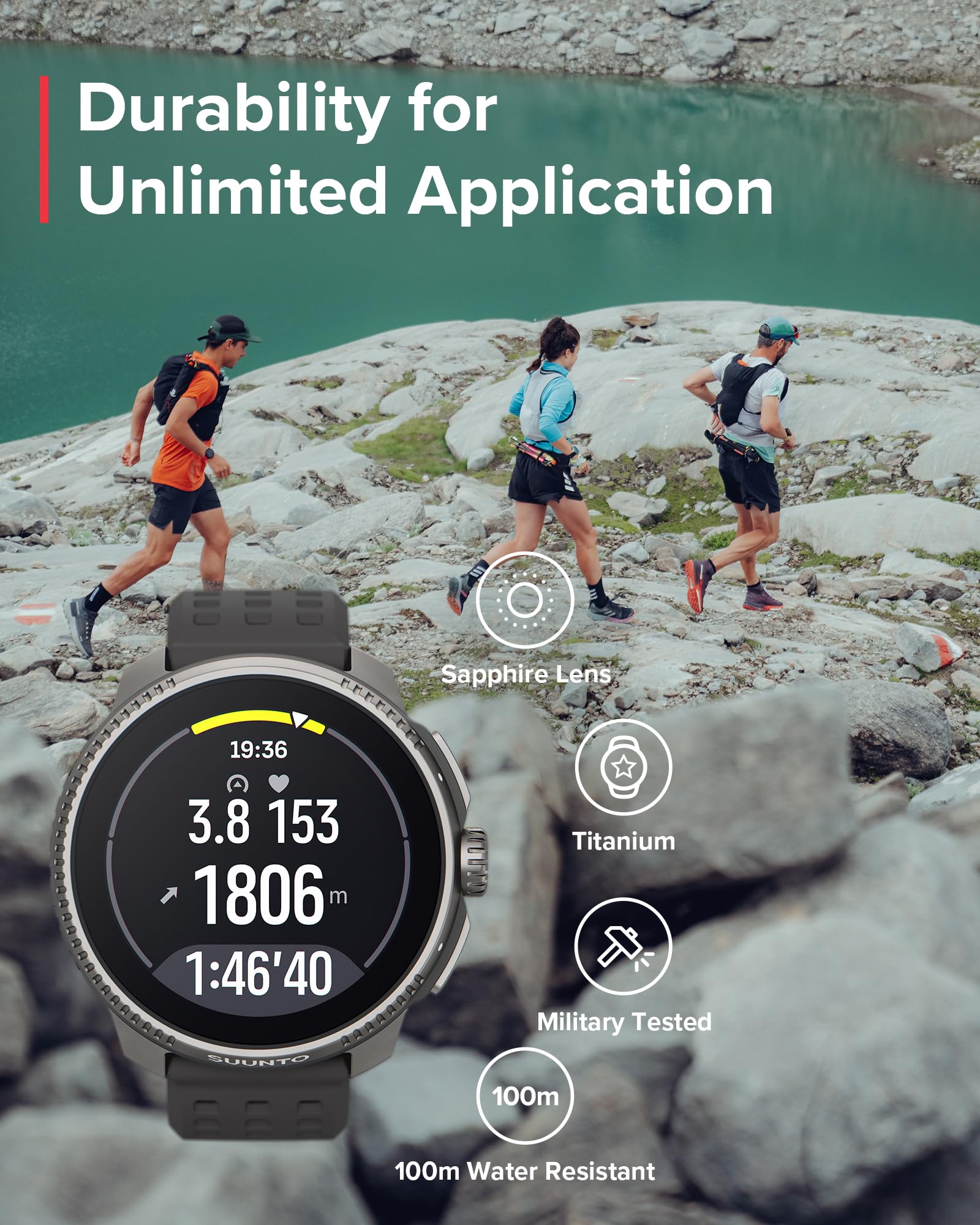 Suunto Race Sports Watch, Gps Tracker W/Clearer Amoled Touchscreen, Dual-Band Gnss & Global Offline Map, 26-Day Standby, Support