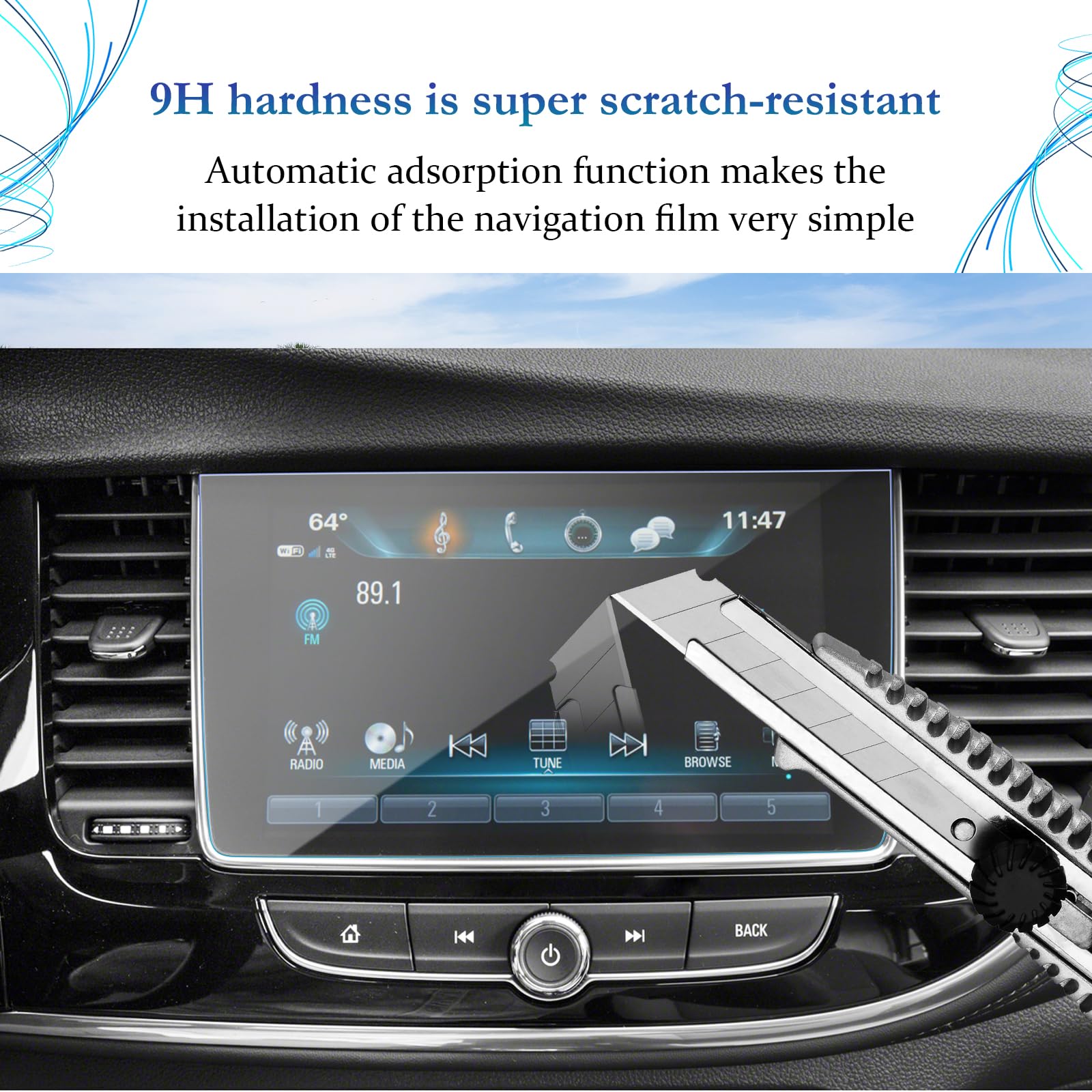 Sktu 2018 2019 2020 2021 2022 Buick Encore Intellilink 8In Screen Protector Foils Navigation Display Tempered Glass 9H Hardness Anti Glare & Scratch Hd Clear Lcd Gps Touch Screen Protective Film