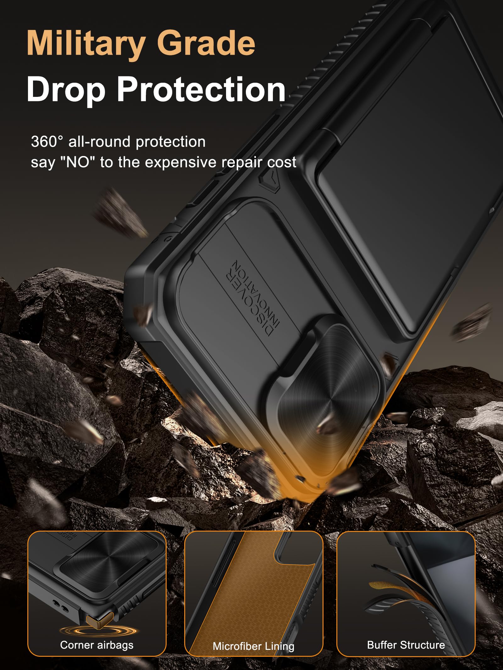 Vihibii For Iphone 16 Plus Case Wallet With Card Holder (4 Cards) [Rfid Blocking] & Slide Camera Cover, Military Grade Drop Prot