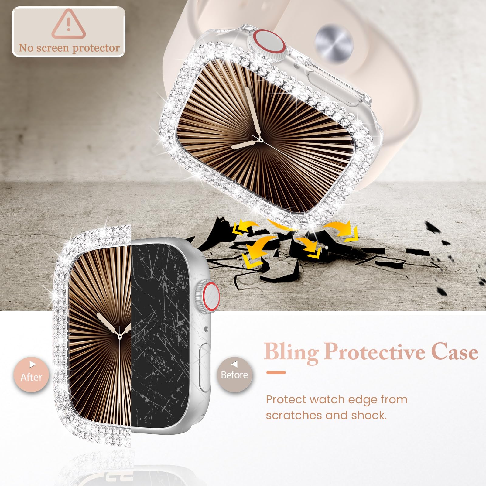 Goton 4 Pack Bling Bumper For Apple Watch Series 10 42Mm Case, Women Glitter Diamond Rhinestone Protector Cover For Iwatch Acces