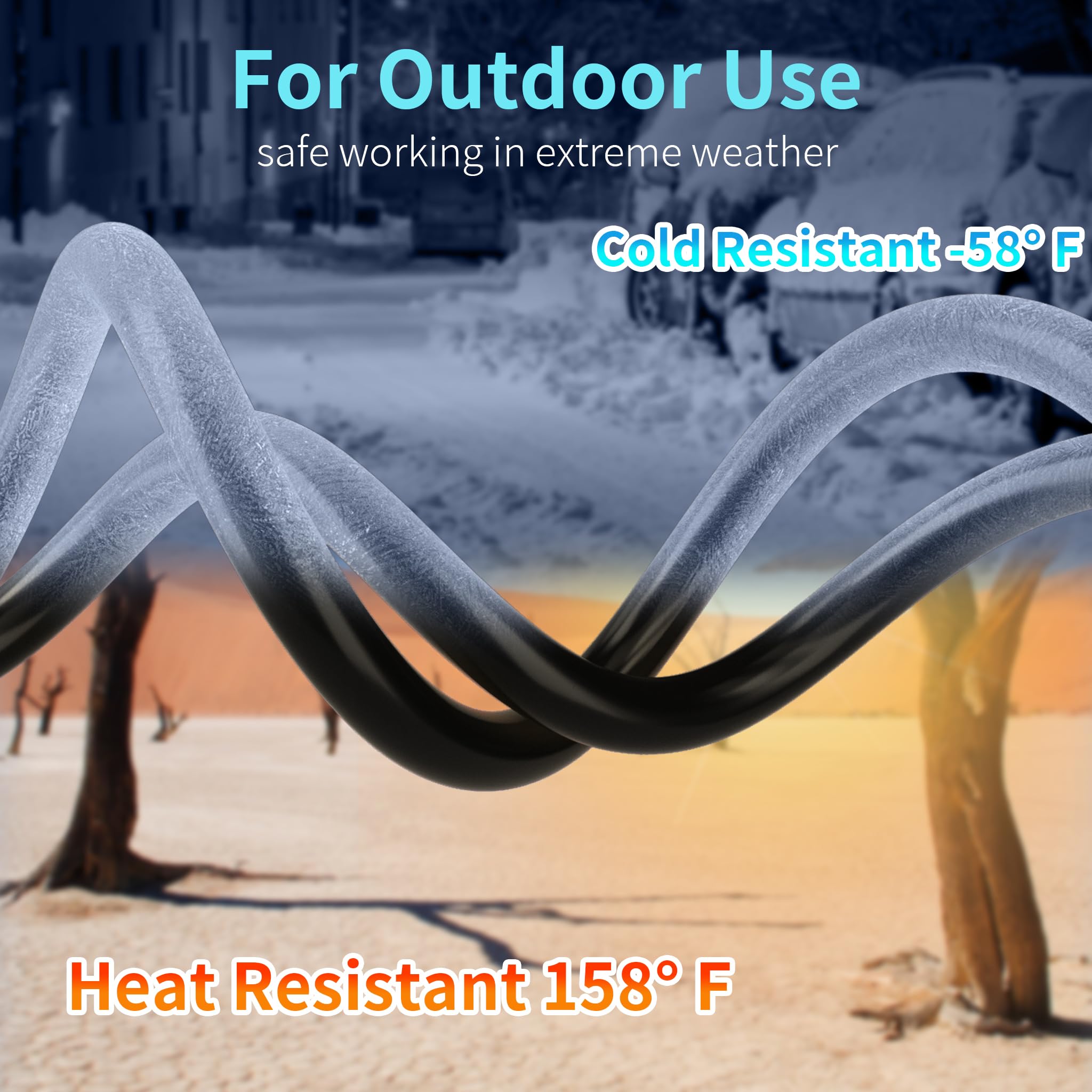 Energeaster 16/3 25 Ft 3 Outlet Extension Cord Outdoor Waterproof, Black Extension Cords With Multiple Outlets, 3 Prong Electric