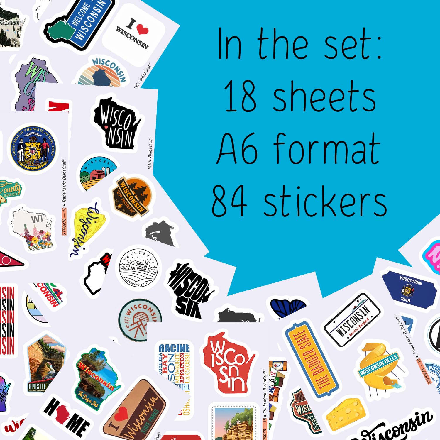 Wisconsin Stickers For Water Bottle And Laptop   Wisconsin Party Favors & Decorations, Waterproof Vinyl Decals, State Pride And