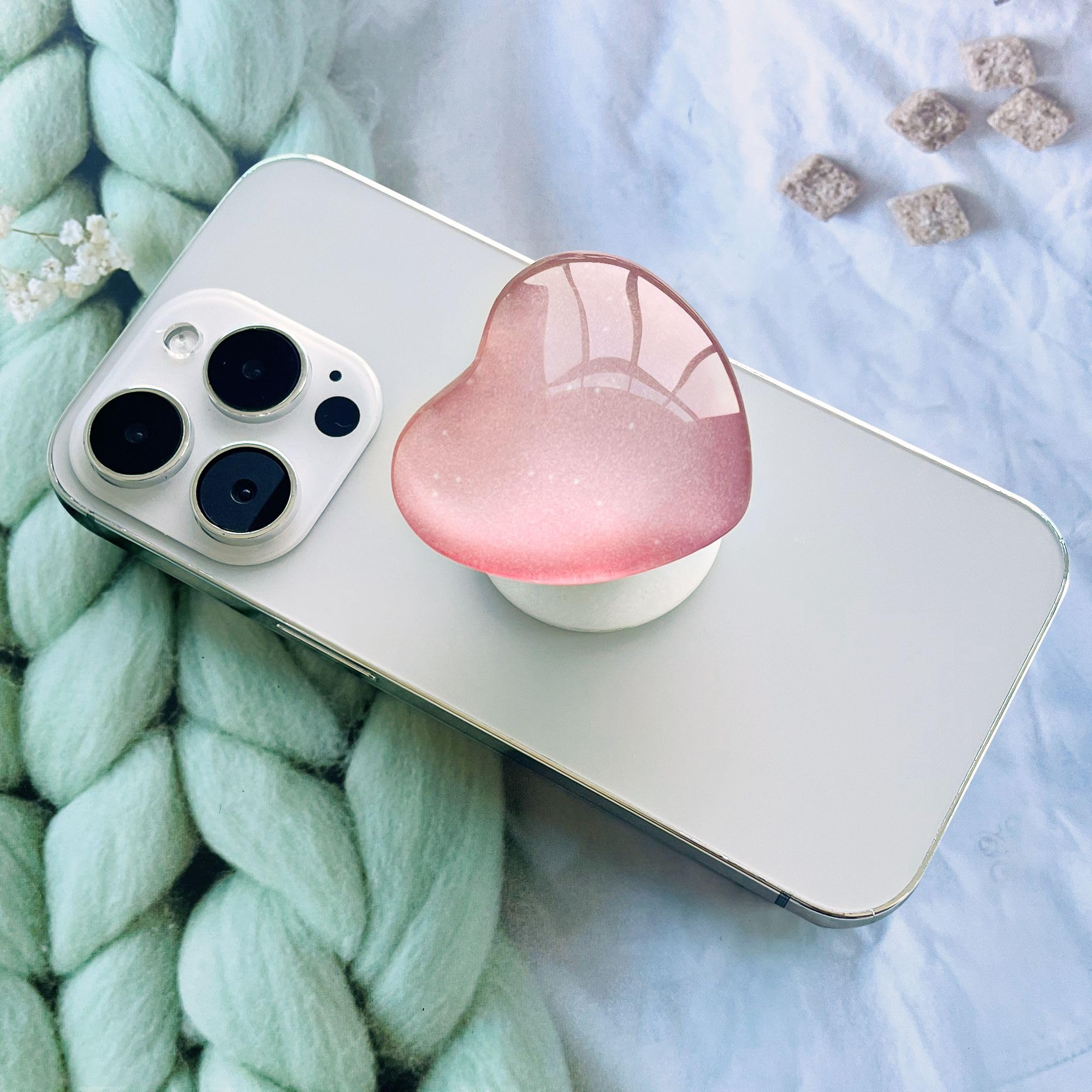 Ksadiye Expandiing Moblile Cell Phone Grip Heart Shape Glass Holder For Smartphones, Cellphone Collapsible Stand( Pink