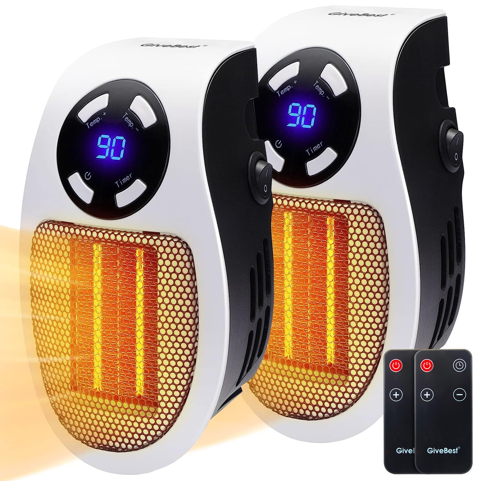 Givebest Remote Wall Outlet Electric Heater With Led Display, Programmable Space Heater With Thermostat And Timer Compact For Of