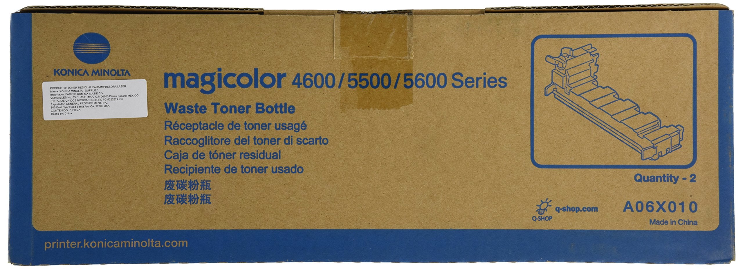 Konica Minolta Waste Toner Bottle 2 Pcs Pack, Mc4600/5500/5600 Series (Approx. 36,000 B&W/9,000