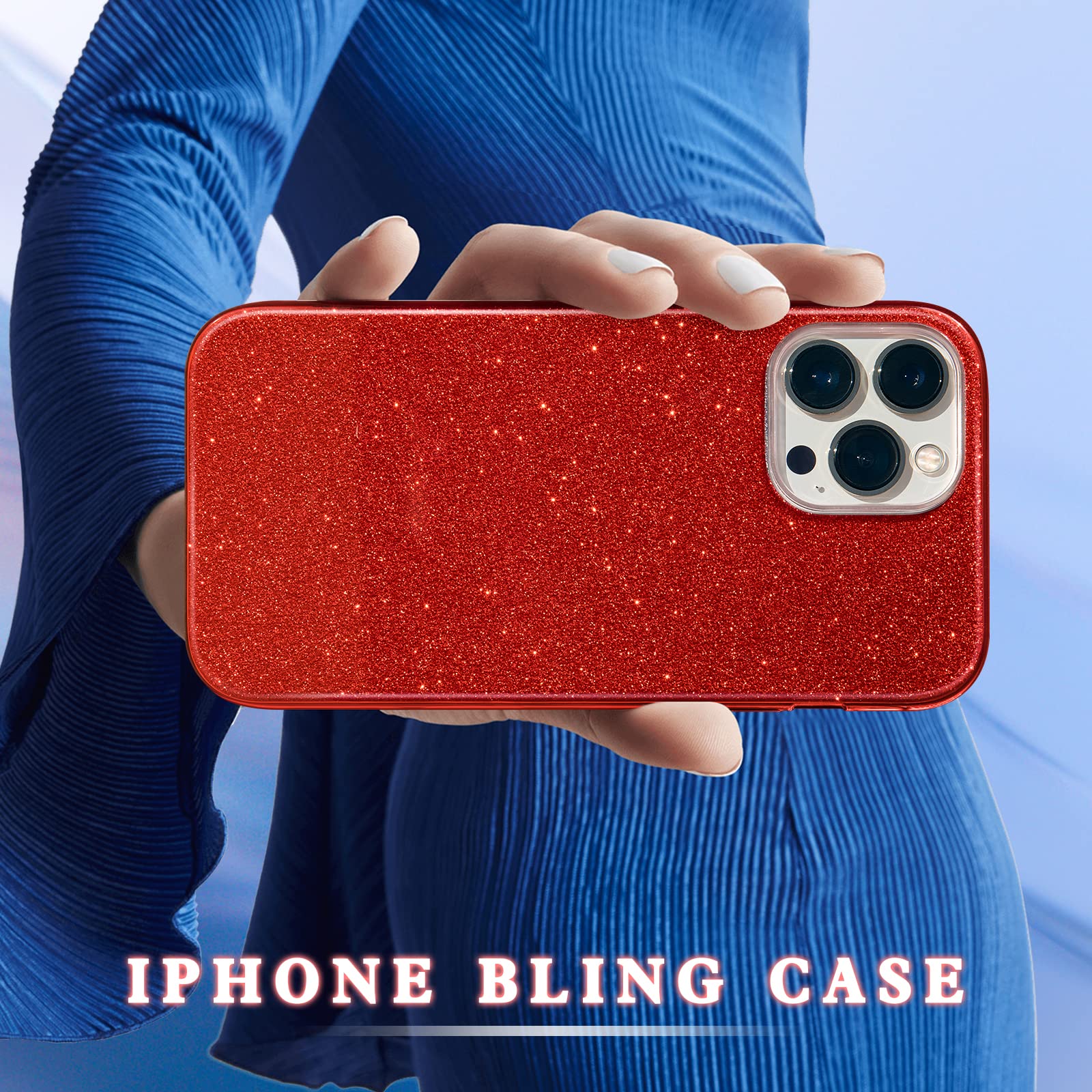 MATEPROX iPhone 13 Pro Bling Sparkle Protective Case TPU Red 6.1 Inch