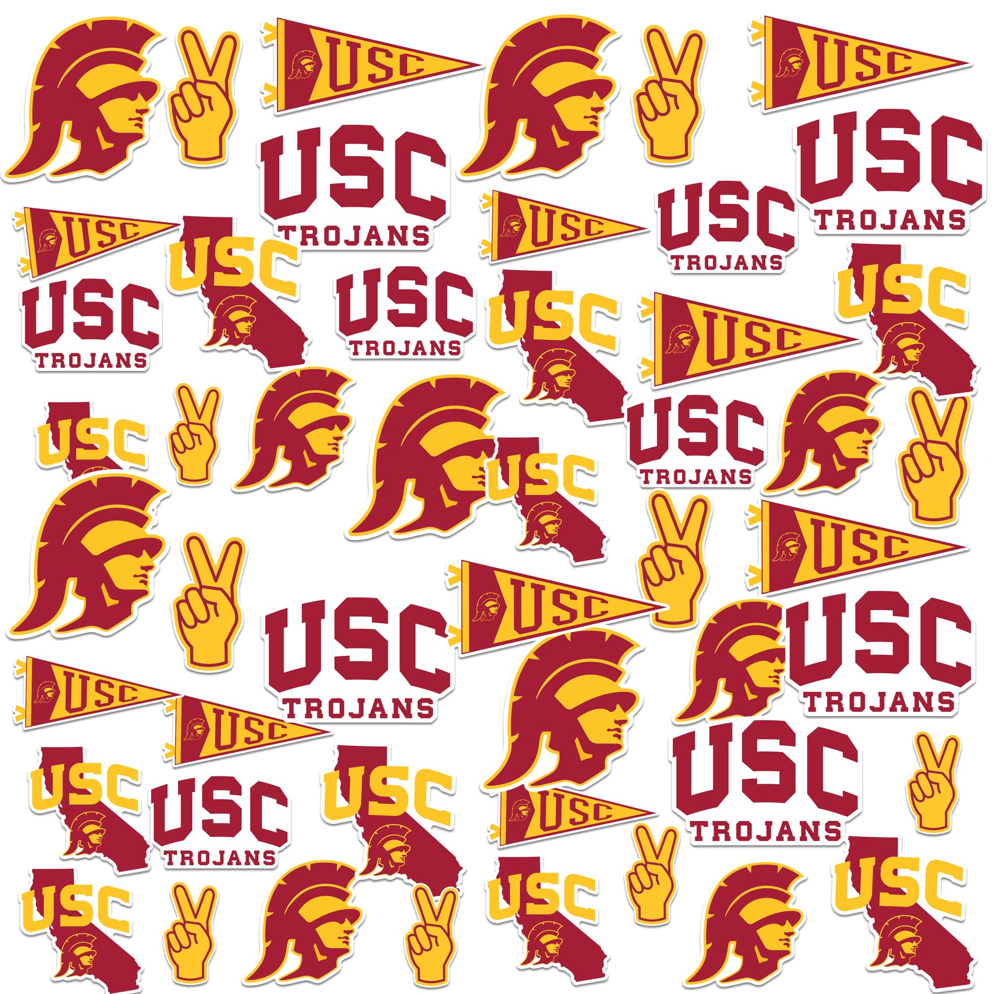 Usc University Of Southern California Mixed 50Ct Vinyl Large Deluxe Stickers Variety Pack   Laptop, Water Bottle, Scrapbooking,