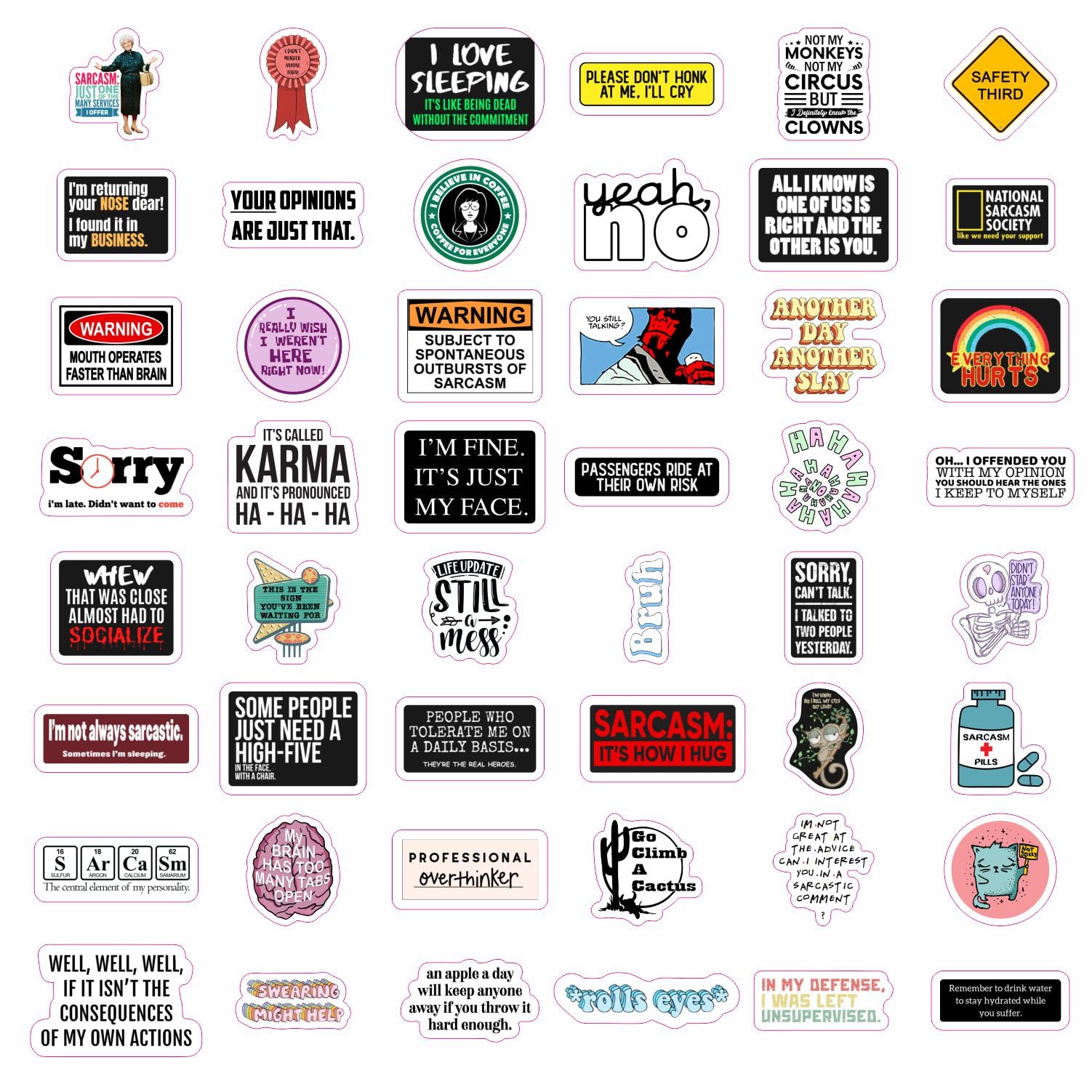 100Pcs Sarcastic Stickers For Adults, Snarky Stickers For Water Bottles & Laptop, Sarcasm Stickers For Men & Women, Funny Sticke