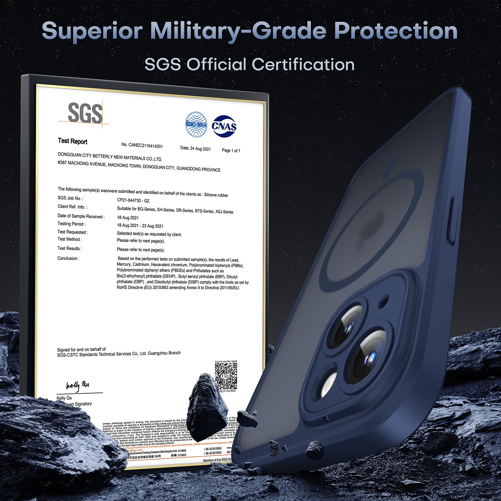 Tocol For Iphone 15 Bumper, Military Grade Drop Tested Slim Bumper For Iphone 15, Dark Blue