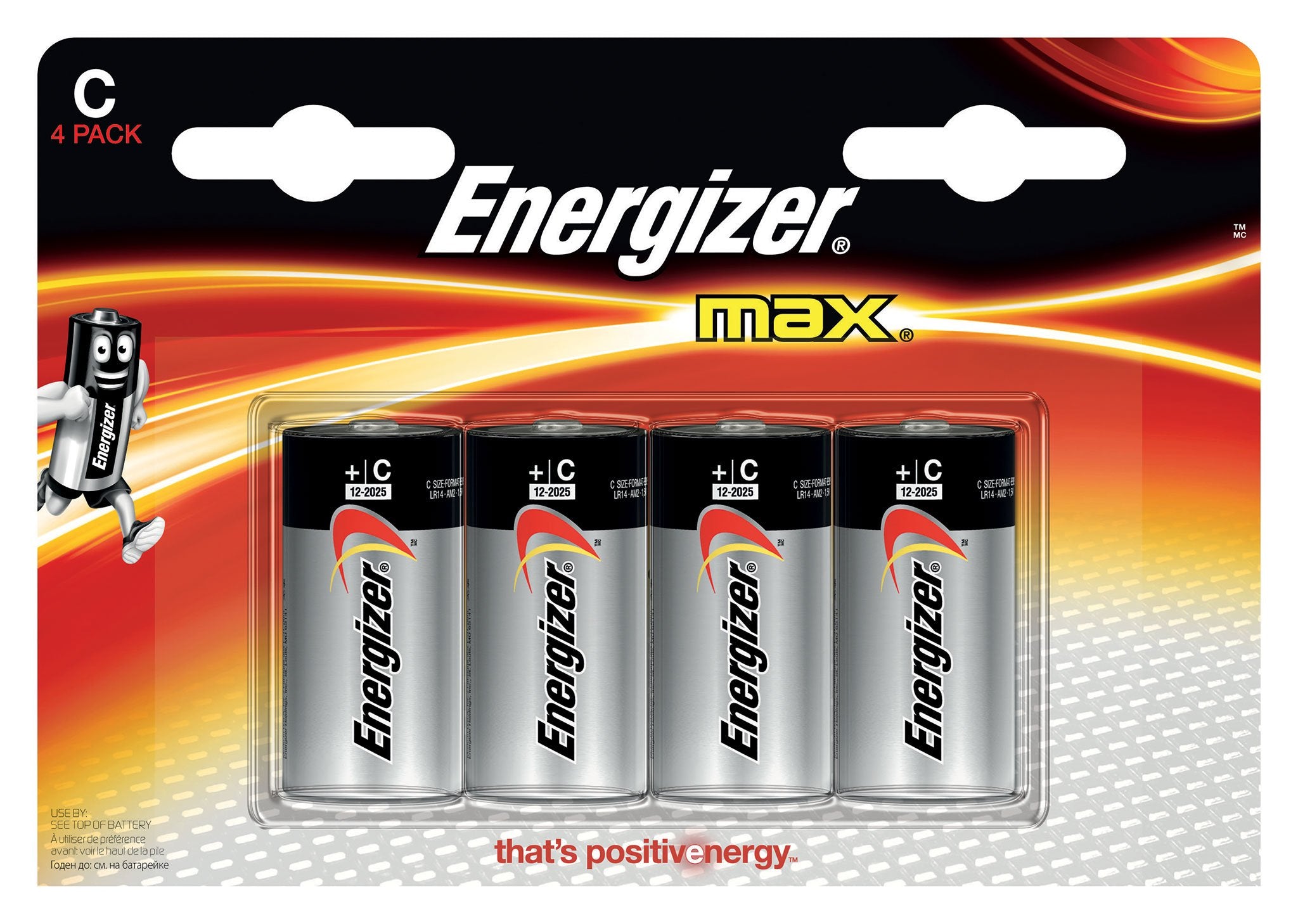Energizer Max Premium C Batteries, Alkaline C Cell Battery (4 Count) E93Bp 4
