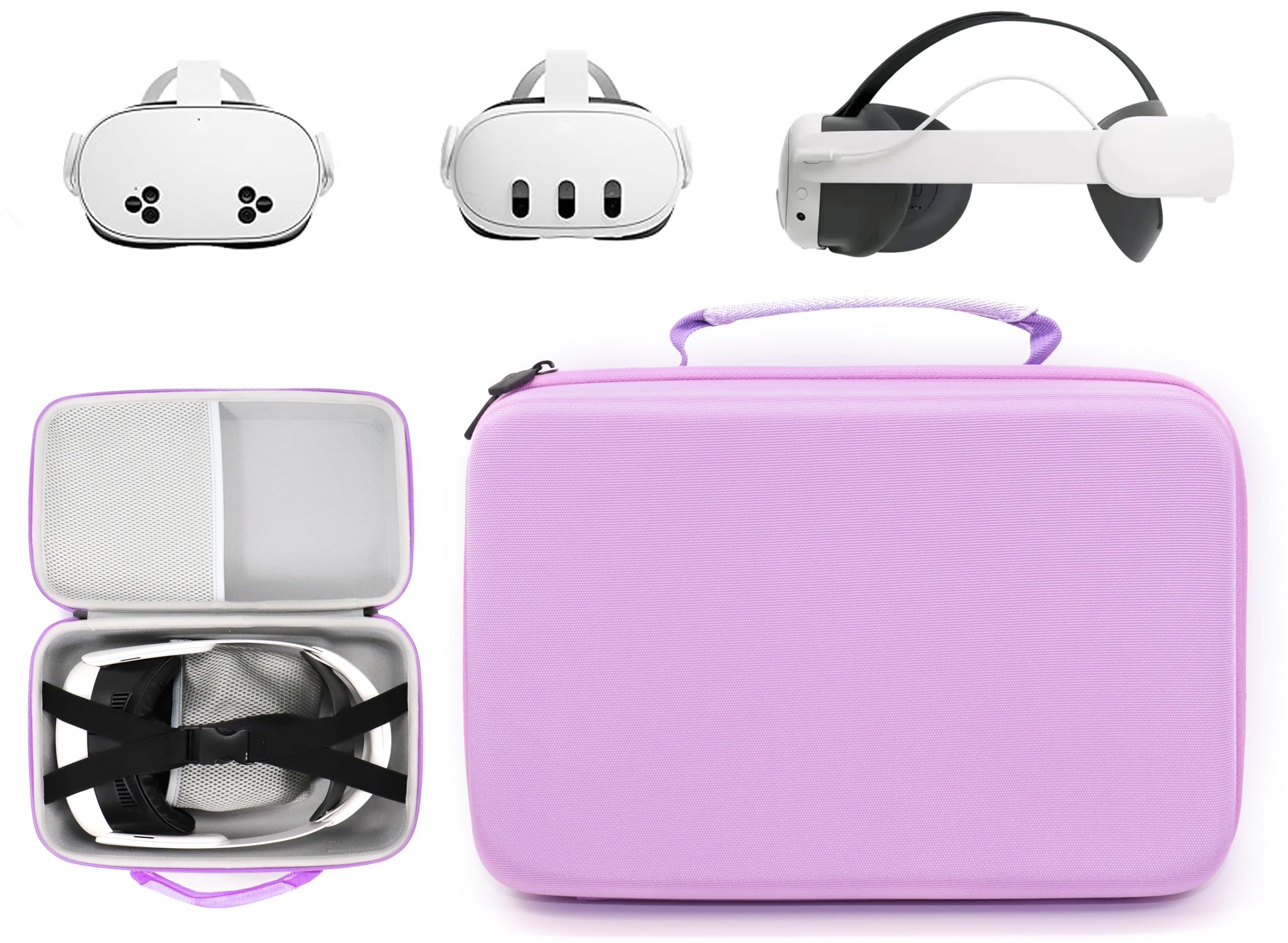 CaseSack Case compatible with Meta Quest 3s, 3, 2, Organizing travel case for VR Headset, controller and accessories (Purple)